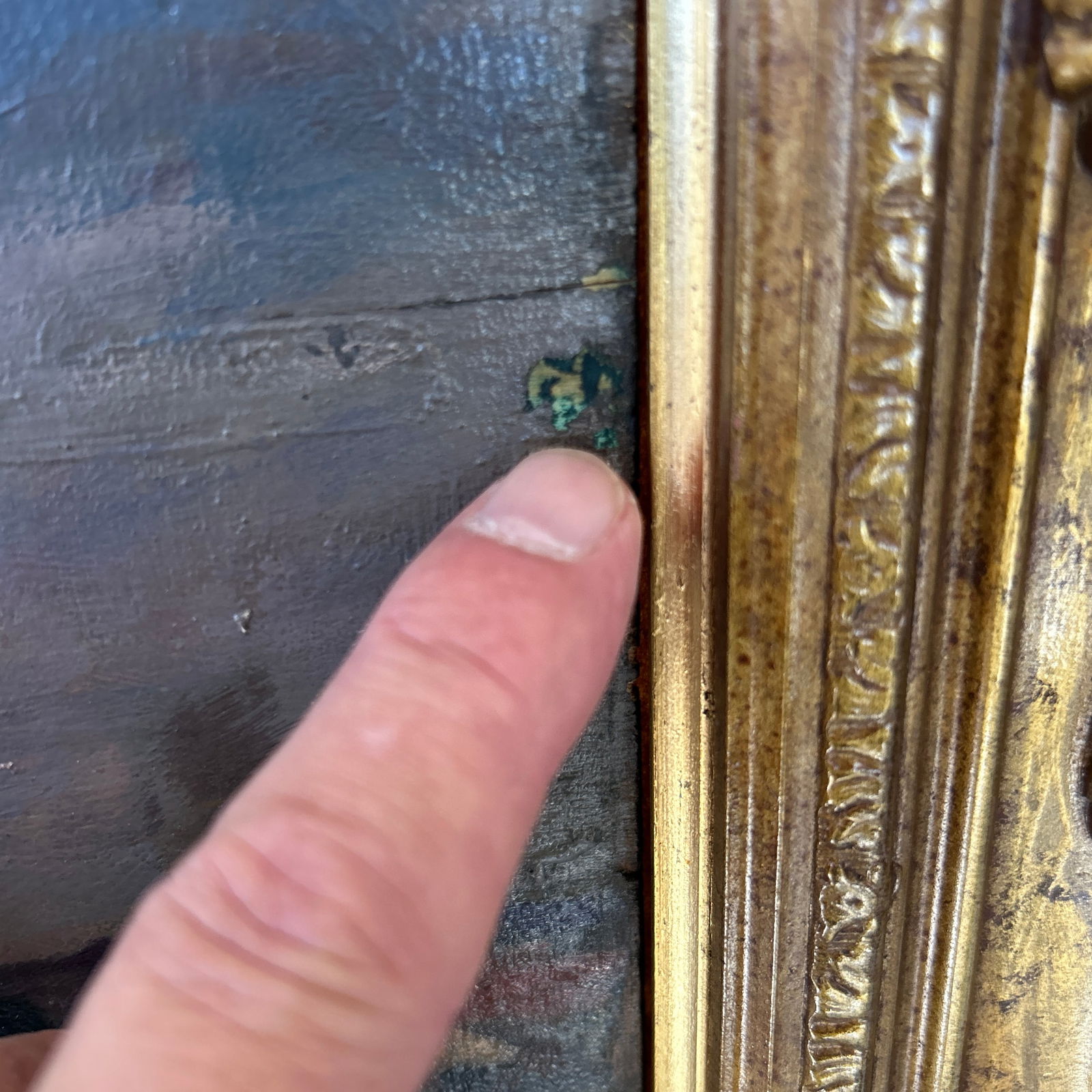 Oil on Canvas Painting in Classic Gilt Frame Signed - 9