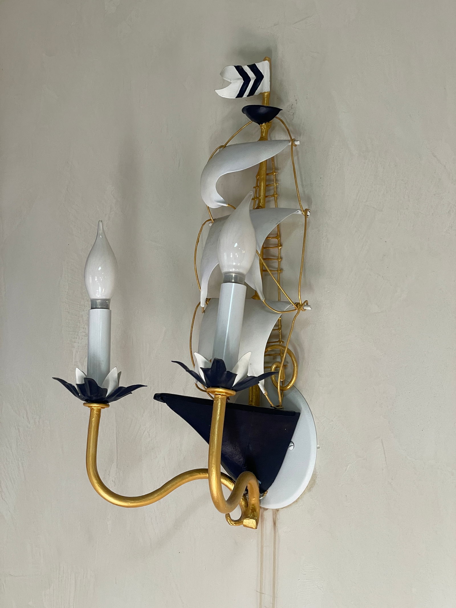 Pair of 1990s Nautical Metal Sconces - 2