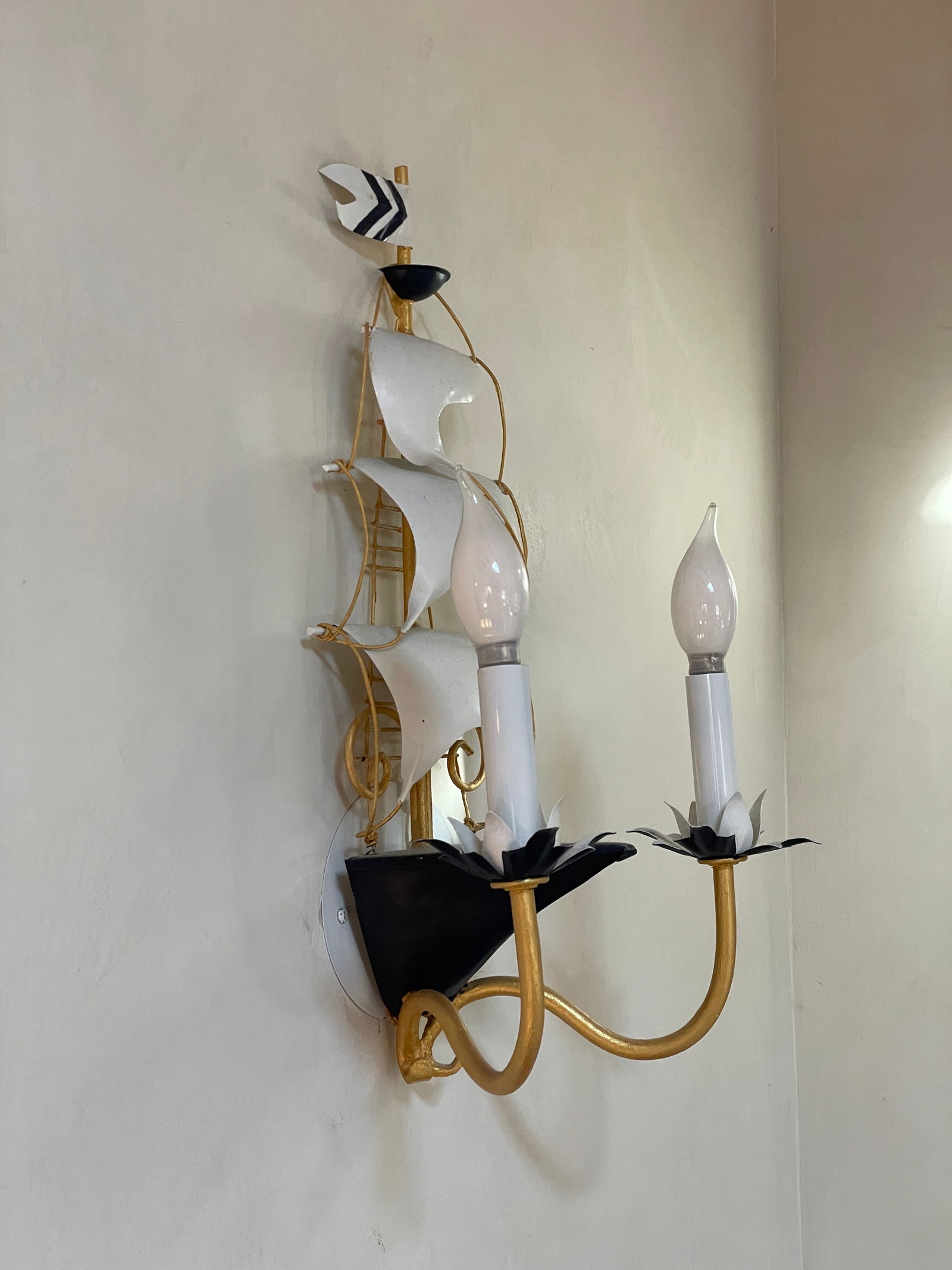 Pair of 1990s Nautical Metal Sconces - 3