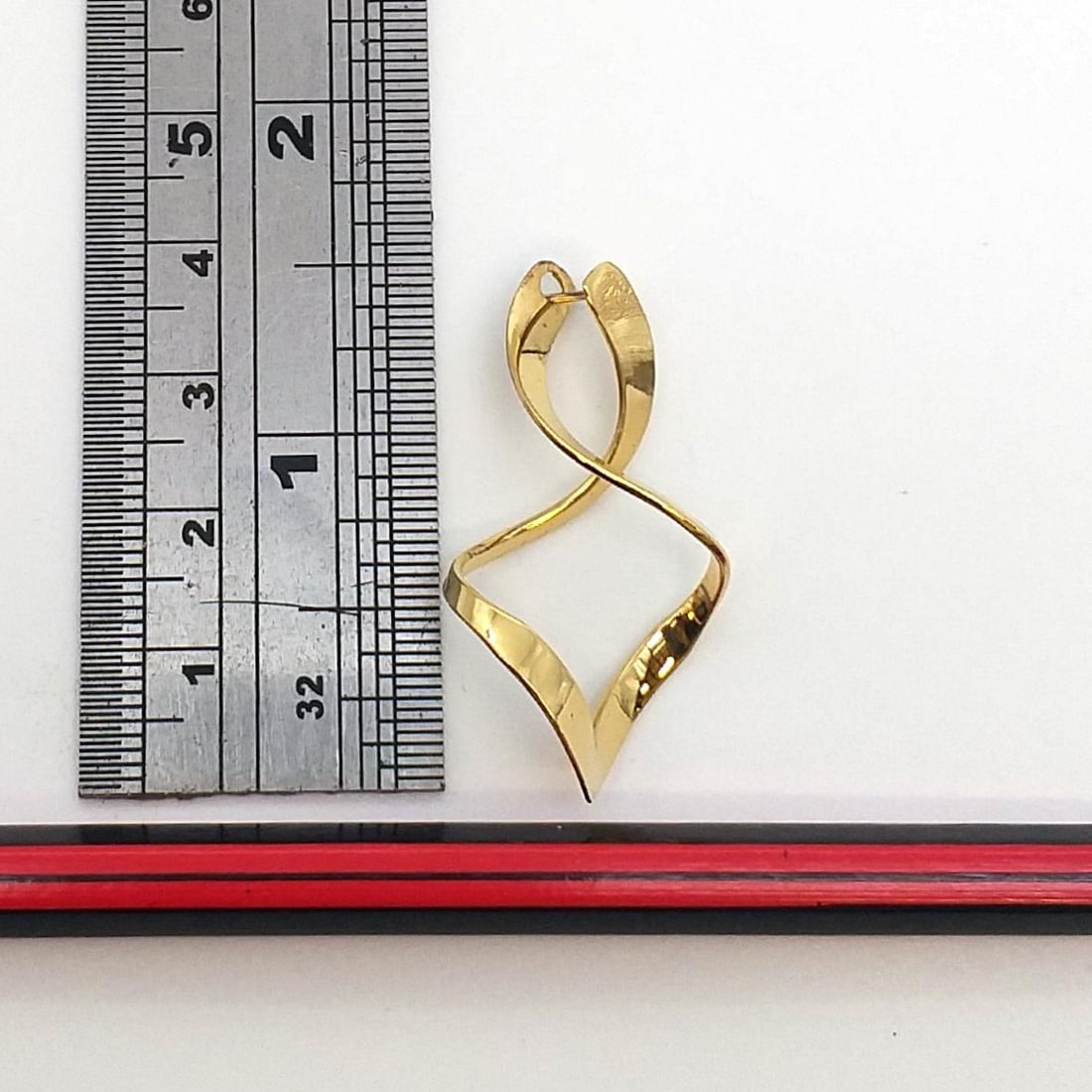 Modernist Gold Dangles, Original Hammer Formed Gerhard Herbst Studio Earrings - 2 Pieces - 4