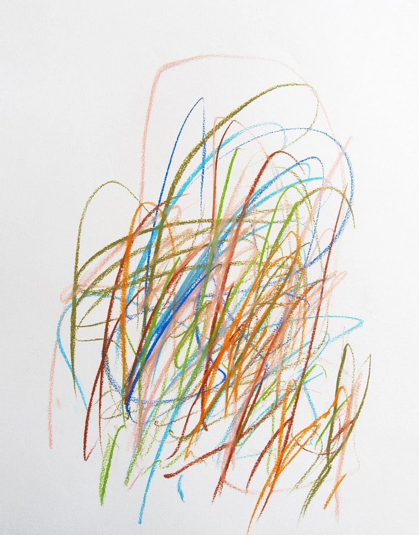 Color Sketch No. 4 Colorful Abstract Pastel Drawing on Paper (1 of 6)