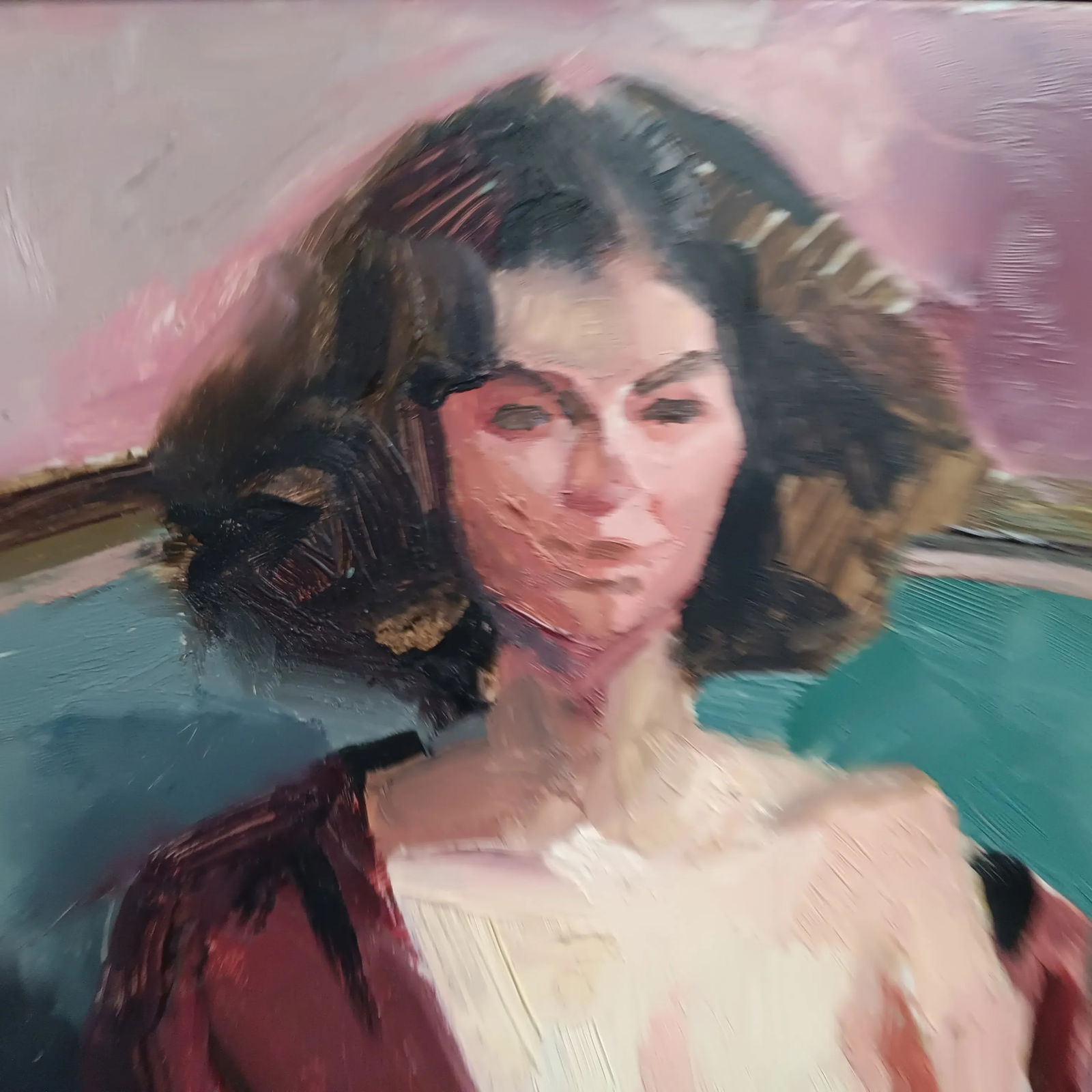 Nude on a Green Couch Original Oil Painting by David Beynon Pena - 3