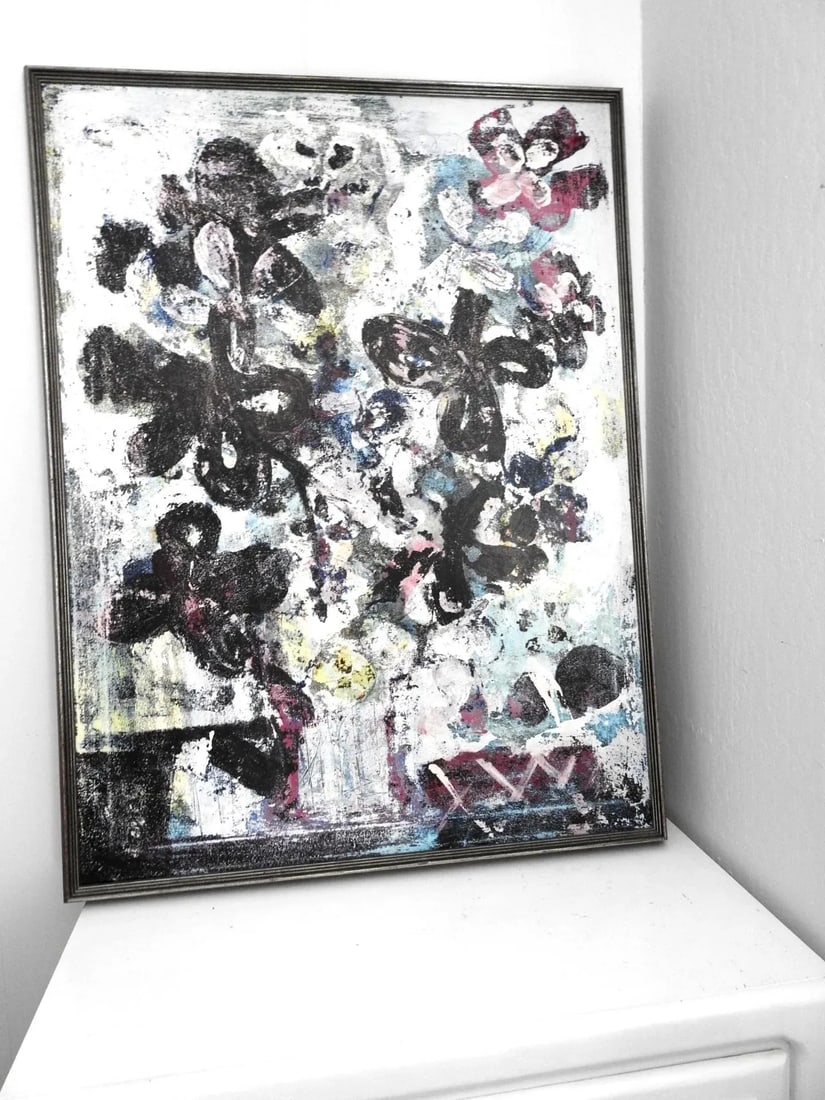 Louis Gutierrez Mid-Century Modernism Flowers Still Life Painting - 2