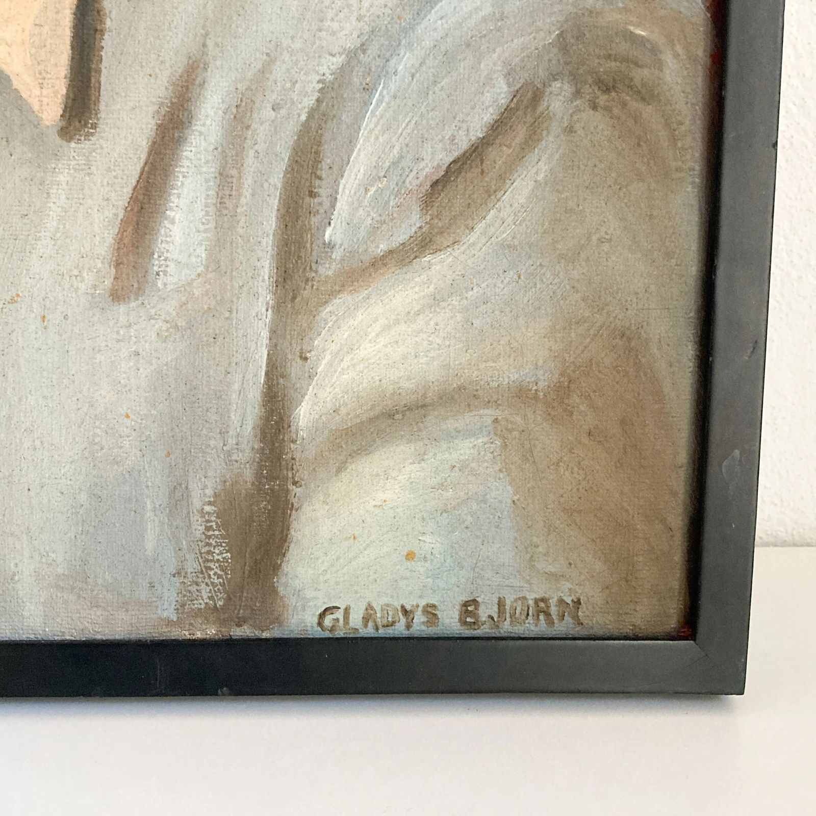 Signed Woman Portrait Painting, Original 1940's Female Portrait Painting by Gladys Bjorn, Vintage Ar - 3