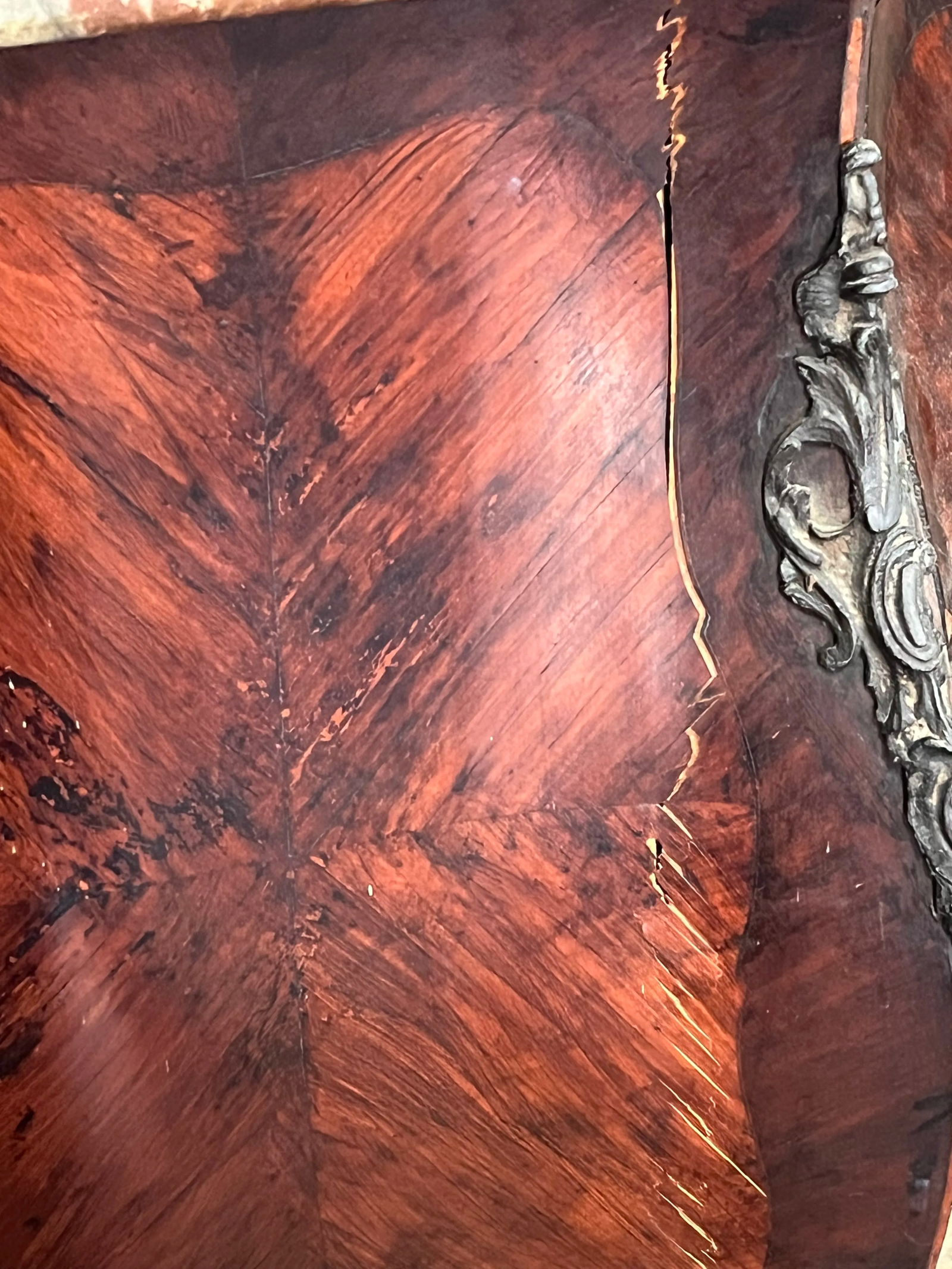 Mid 19th Century Antique French Rouge Marble Top Commode Nightstand - 12