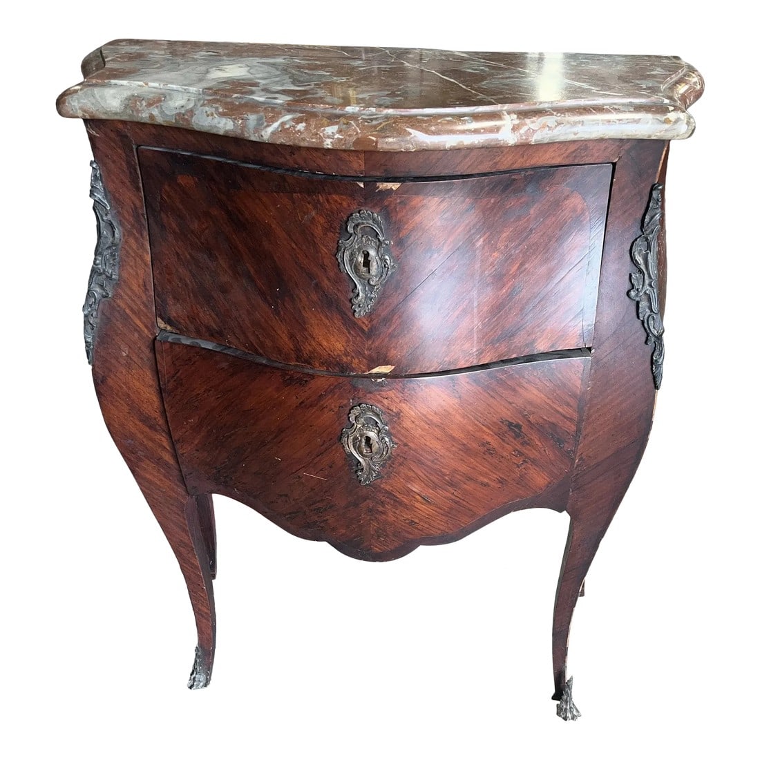 Mid 19th Century Antique French Rouge Marble Top Commode Nightstand (1 of 12)