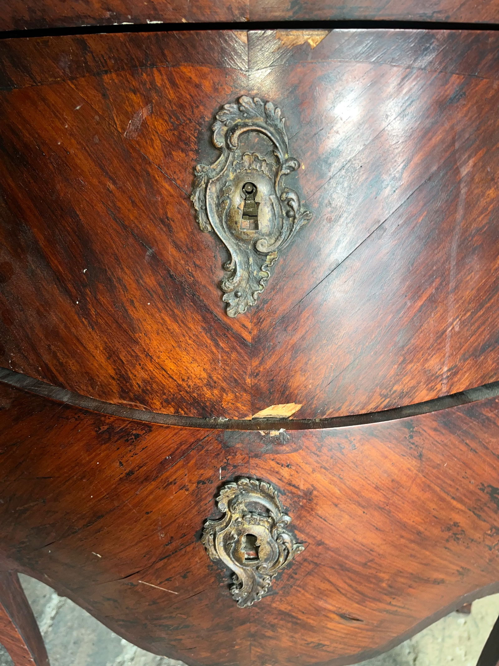 Mid 19th Century Antique French Rouge Marble Top Commode Nightstand - 6