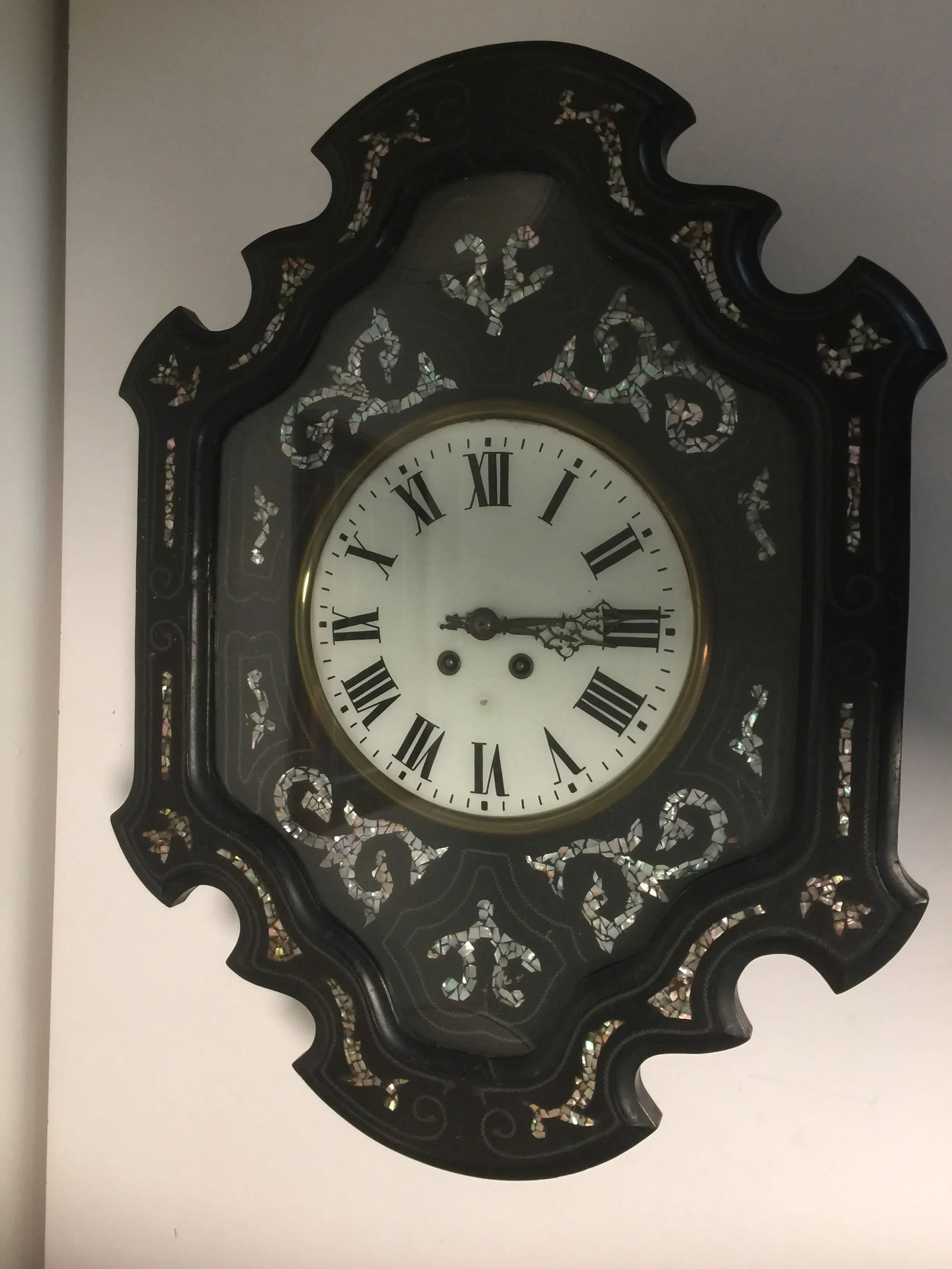 Napoleon III Ebony and Mother of Pearl Inlay Wall Clock - 2