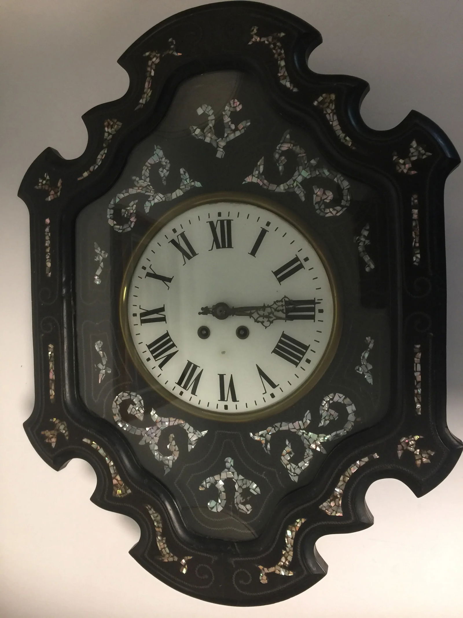 Napoleon III Ebony and Mother of Pearl Inlay Wall Clock - 3