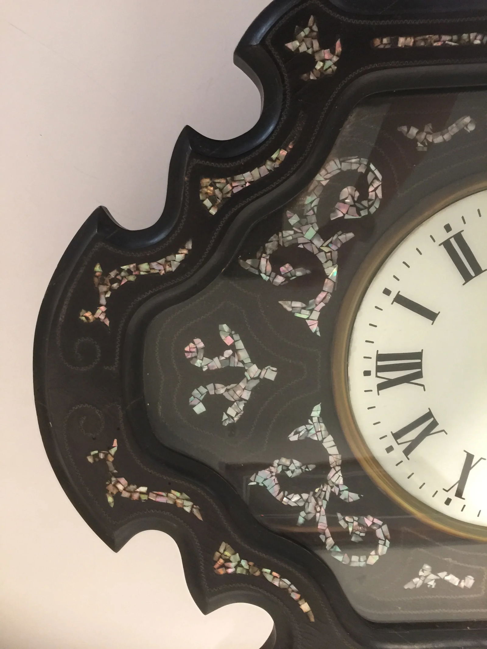 Napoleon III Ebony and Mother of Pearl Inlay Wall Clock - 5