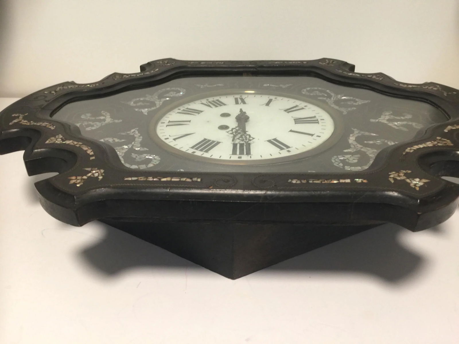 Napoleon III Ebony and Mother of Pearl Inlay Wall Clock - 8