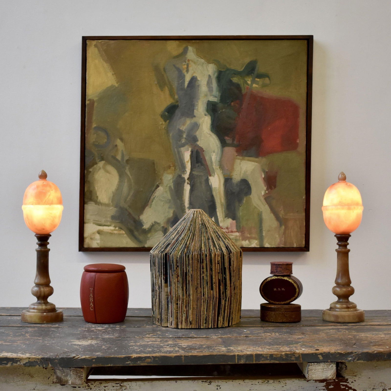 Vintage Large-Scale Still Life Painting on Canvas With Nude Sculpture, Circa 1960s - 2