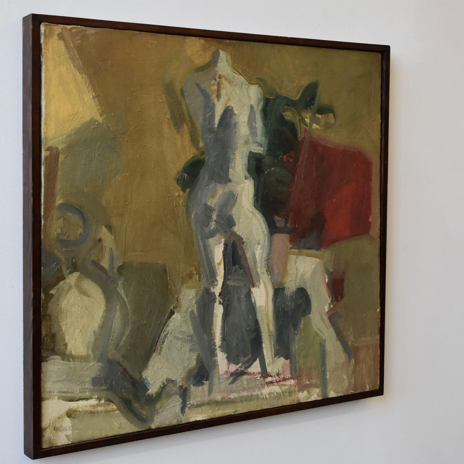 Vintage Large-Scale Still Life Painting on Canvas With Nude Sculpture, Circa 1960s - 4