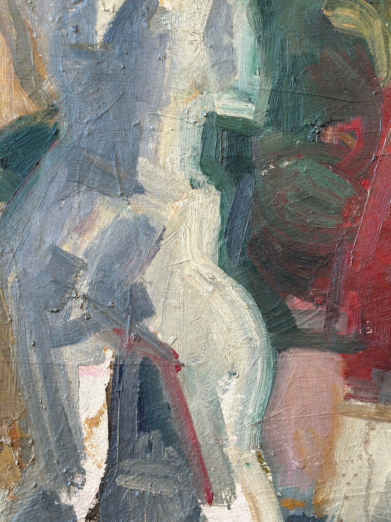 Vintage Large-Scale Still Life Painting on Canvas With Nude Sculpture, Circa 1960s - 7