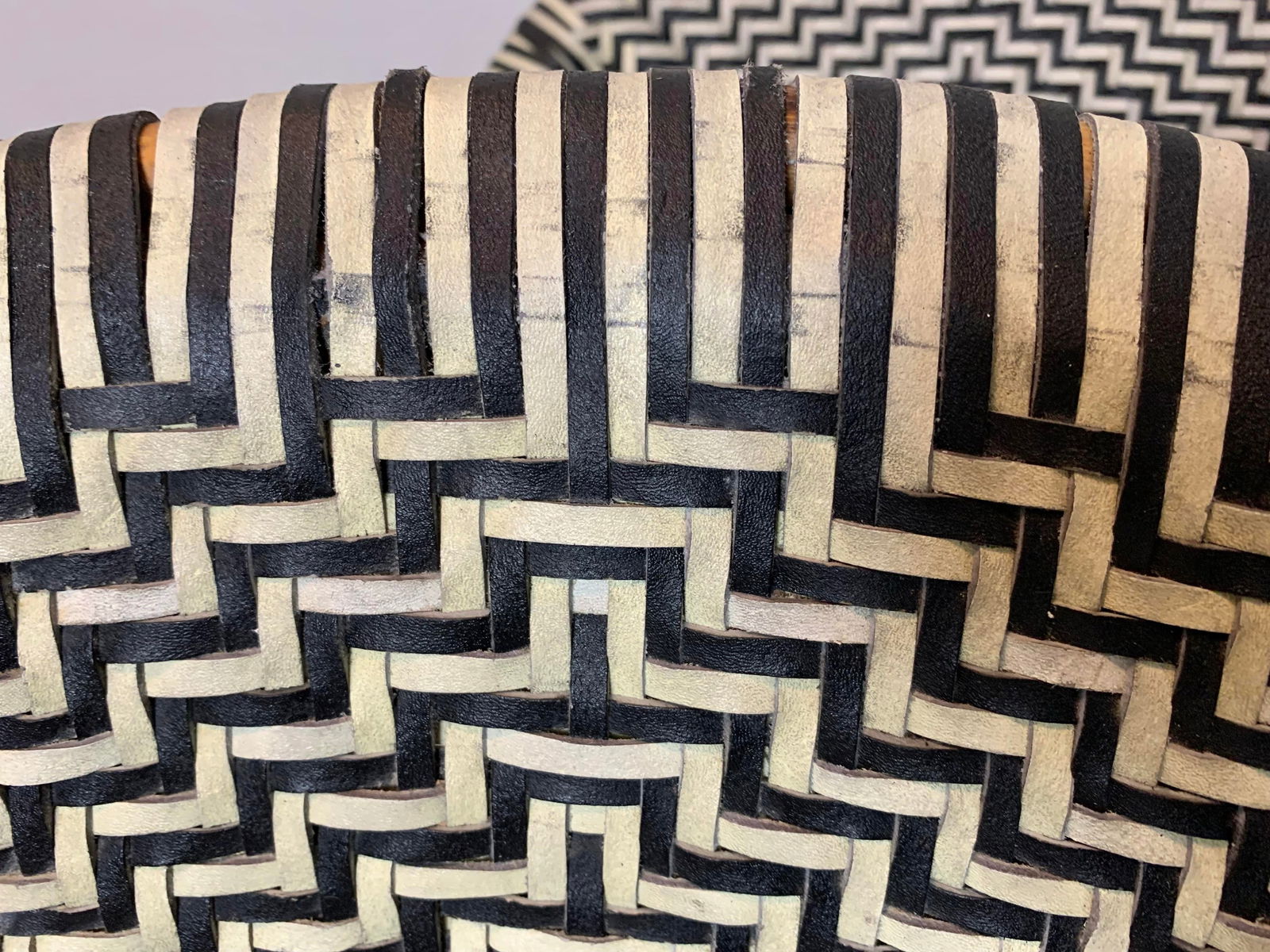 1980s Set of 4 Vintage Woven Genuine Leather Cafe Style Rattan Cafe Armchairs - 5