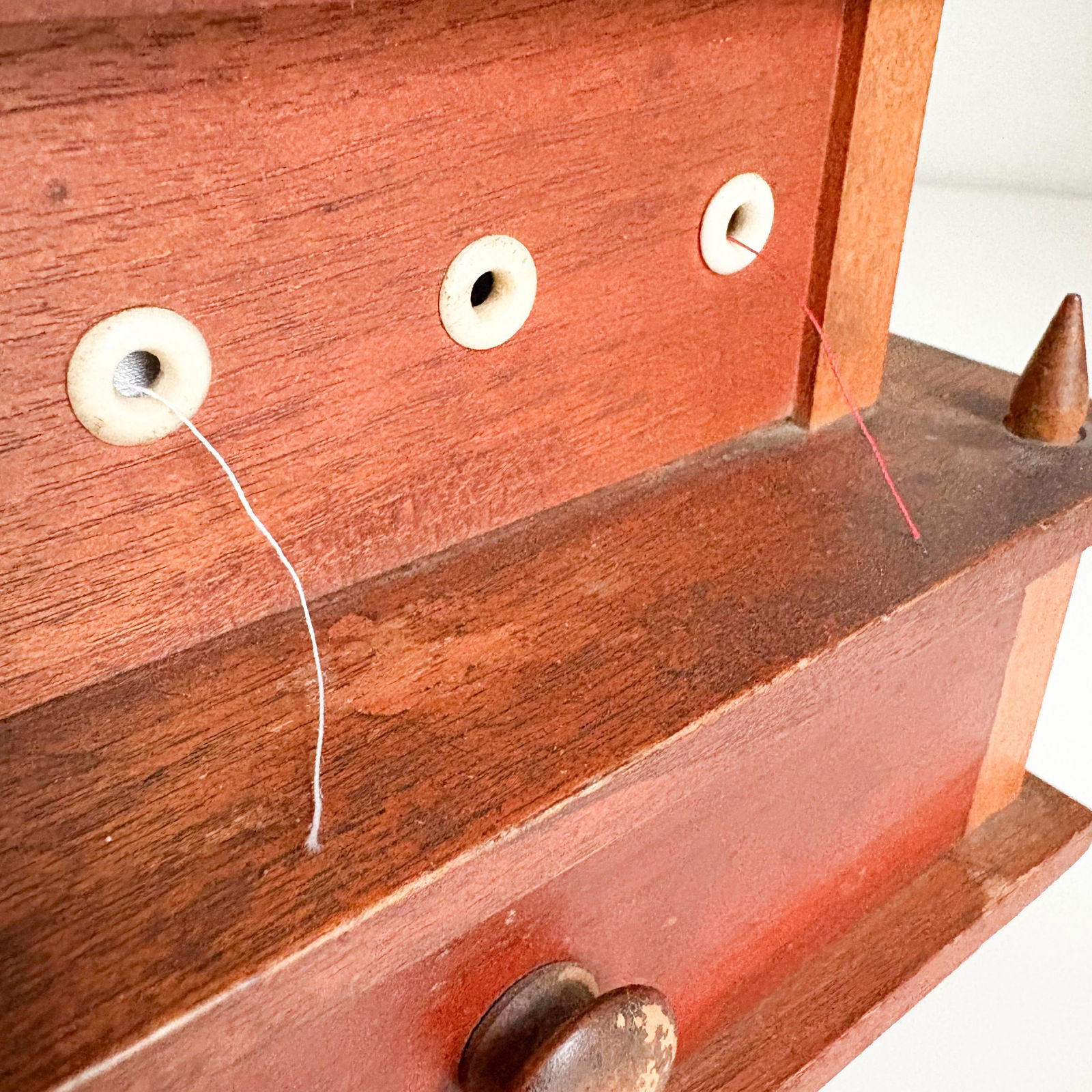 1800s Walnut Sewing Box, Antique Handmade Sewing Caddy With Removable Top and Drawer - 3