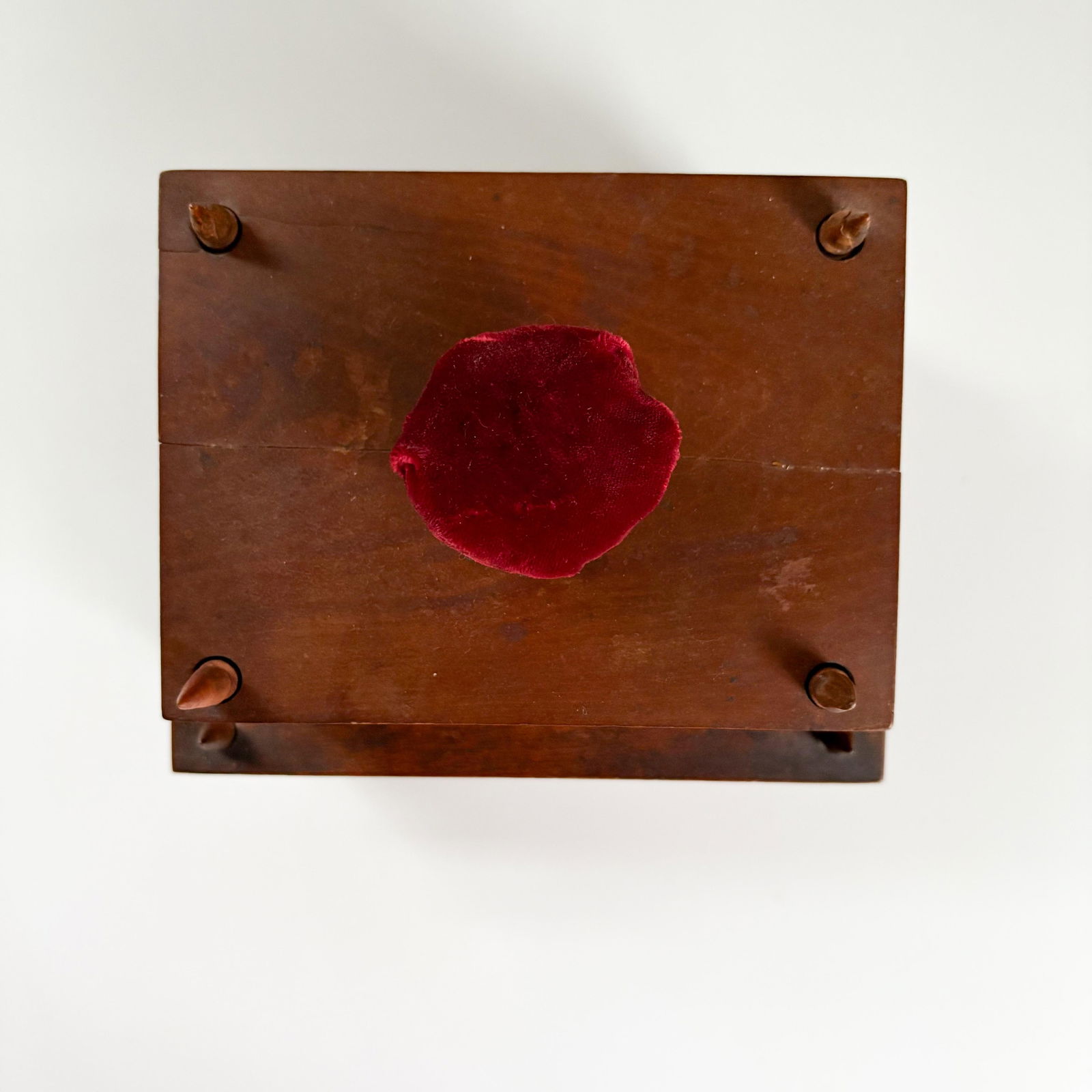 1800s Walnut Sewing Box, Antique Handmade Sewing Caddy With Removable Top and Drawer - 4