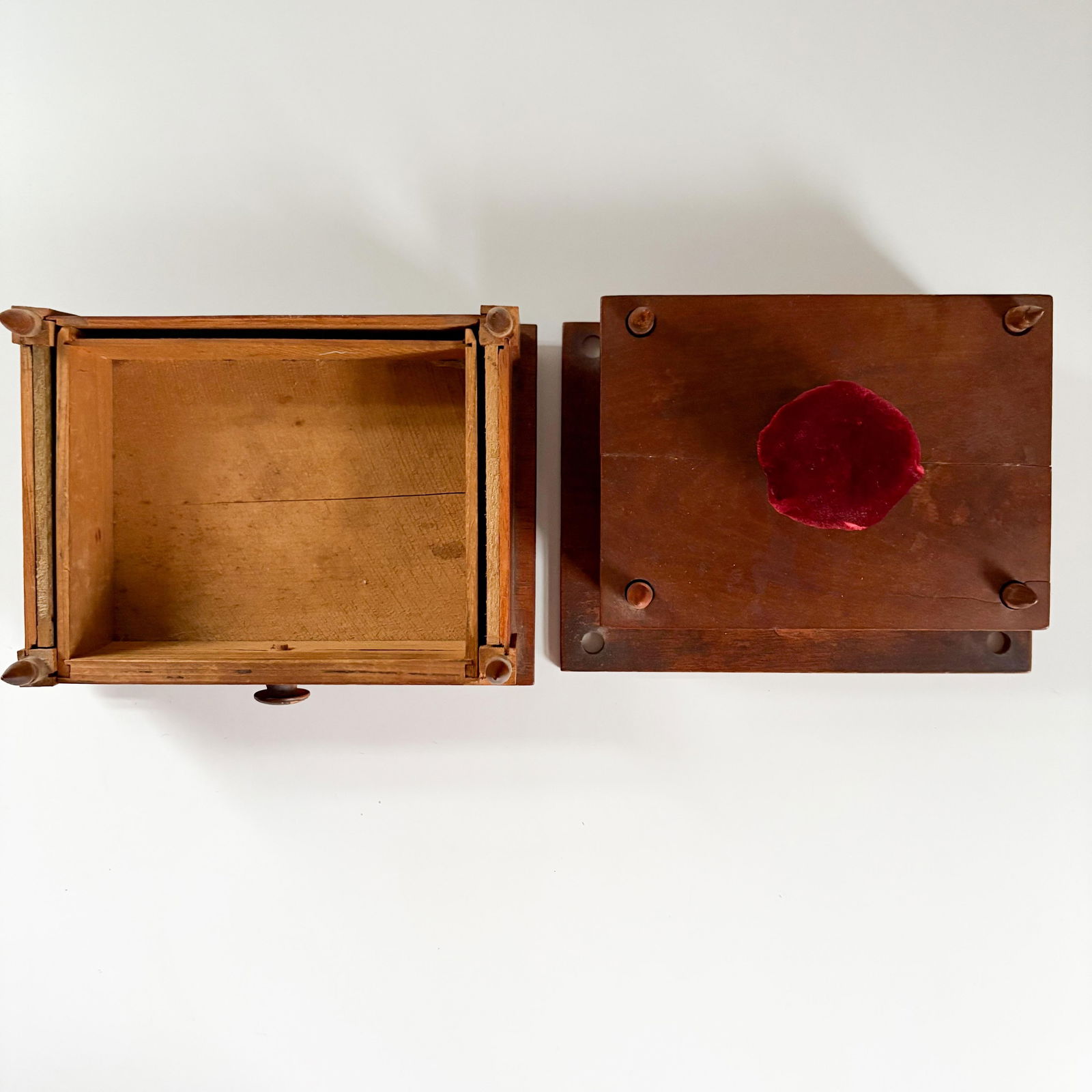 1800s Walnut Sewing Box, Antique Handmade Sewing Caddy With Removable Top and Drawer - 6