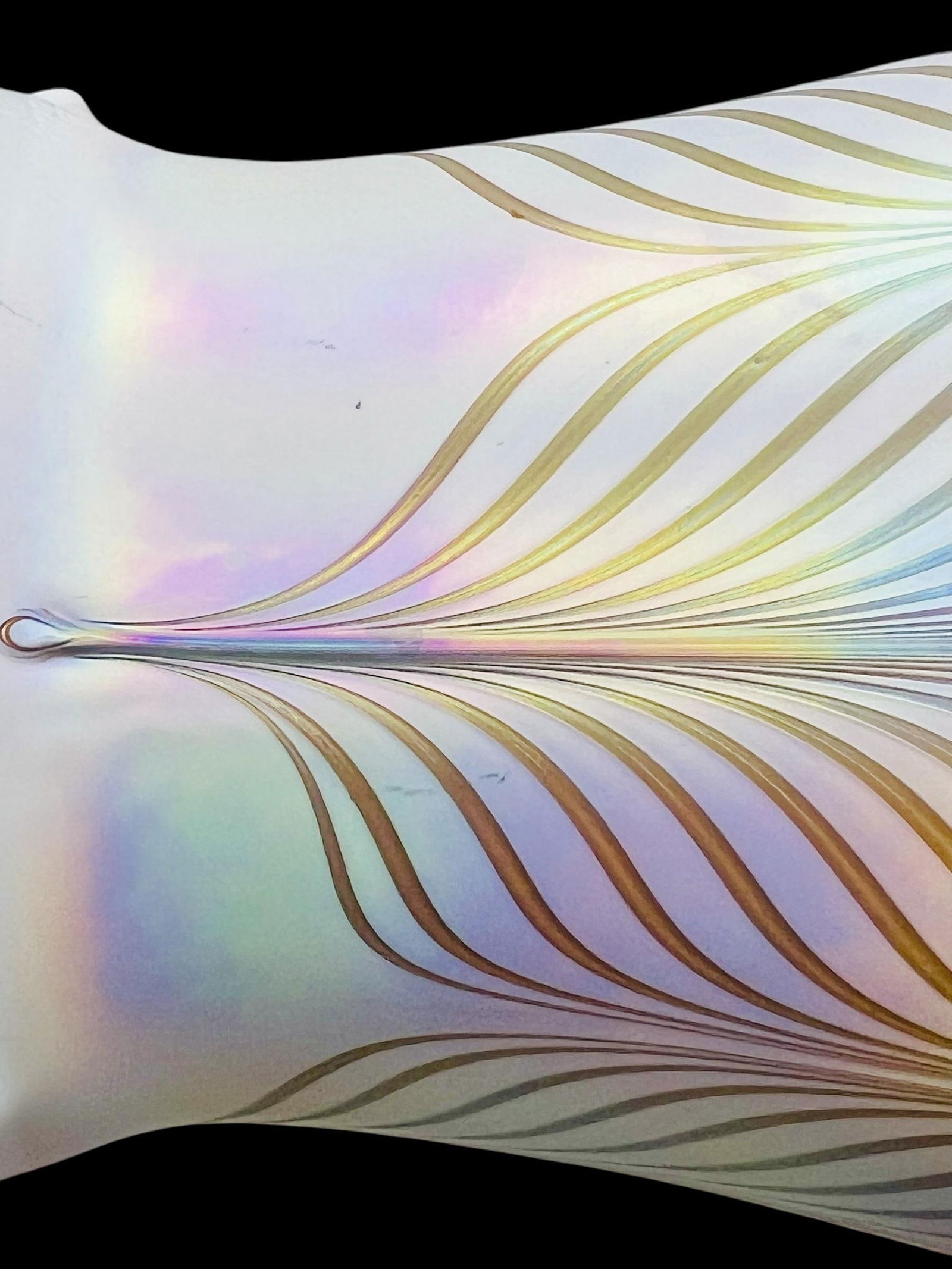 Todd Phillips Art Nouveau Deco Iridescent Pulled Feather Art Glass Lamp Shade - 5