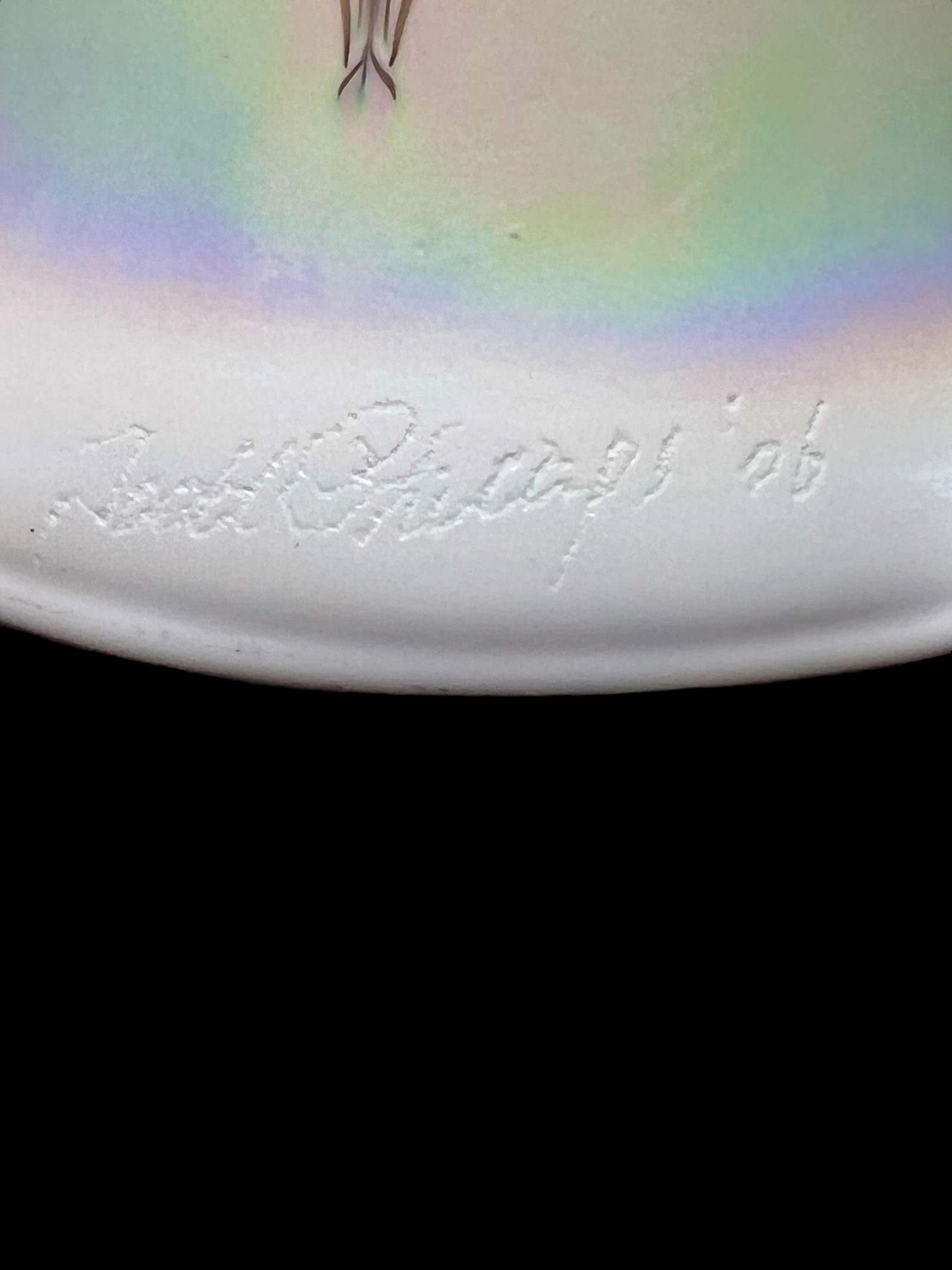 Todd Phillips Art Nouveau Deco Iridescent Pulled Feather Art Glass Lamp Shade - 8