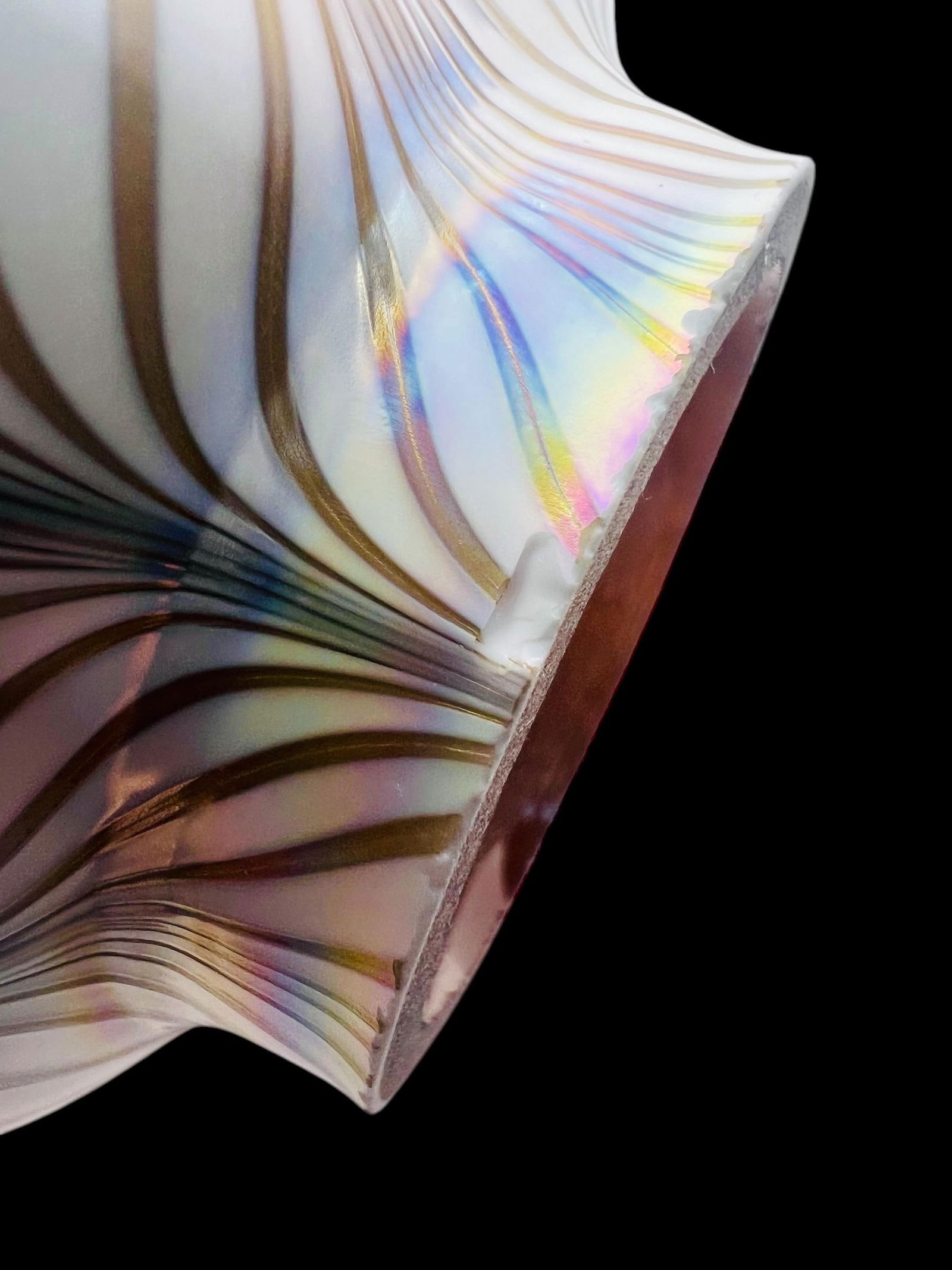 Todd Phillips Art Nouveau Deco Iridescent Pulled Feather Art Glass Lamp Shade - 9