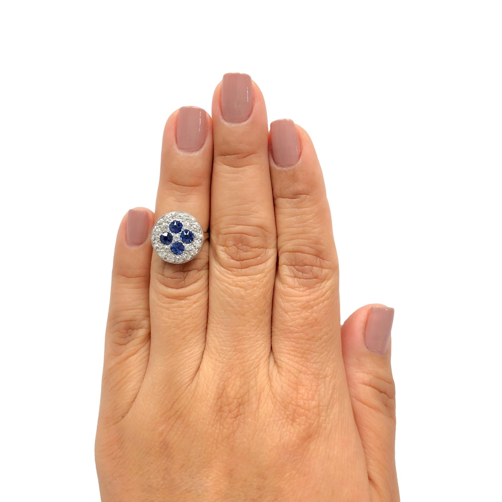 Antique 1900's Old Mine Diamond and Sapphire Platinum + 14k Yellow Gold Ring - 2