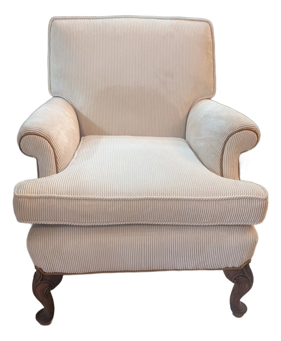 1970s Club Chair - Newly Upholstered in Ralph Lauren Corduroy & Garett Leather Combo. (1 of 7)