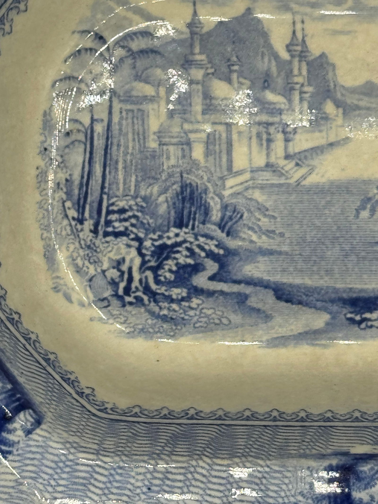 Blue & White Dish "Siam" Pattern Ironstone Transferware - 3