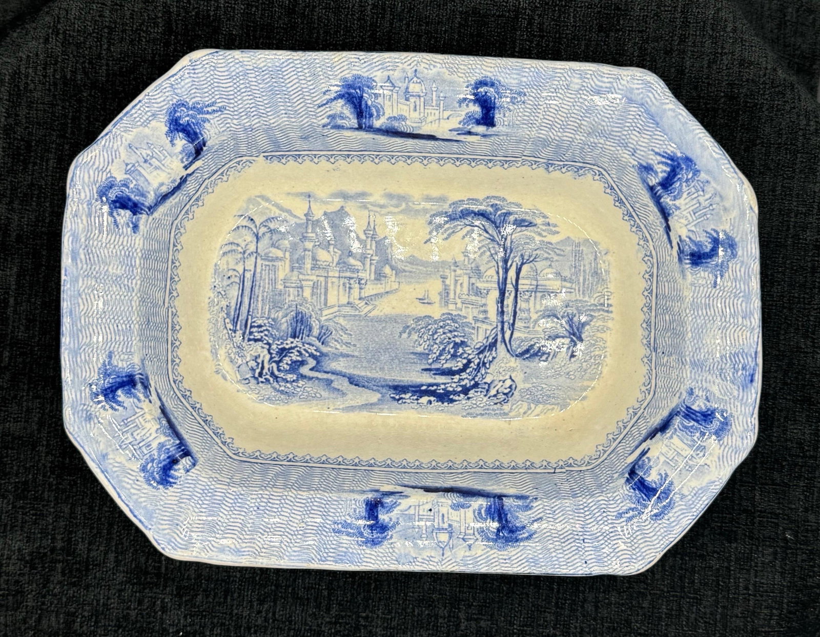 Blue & White Dish "Siam" Pattern Ironstone Transferware - 9