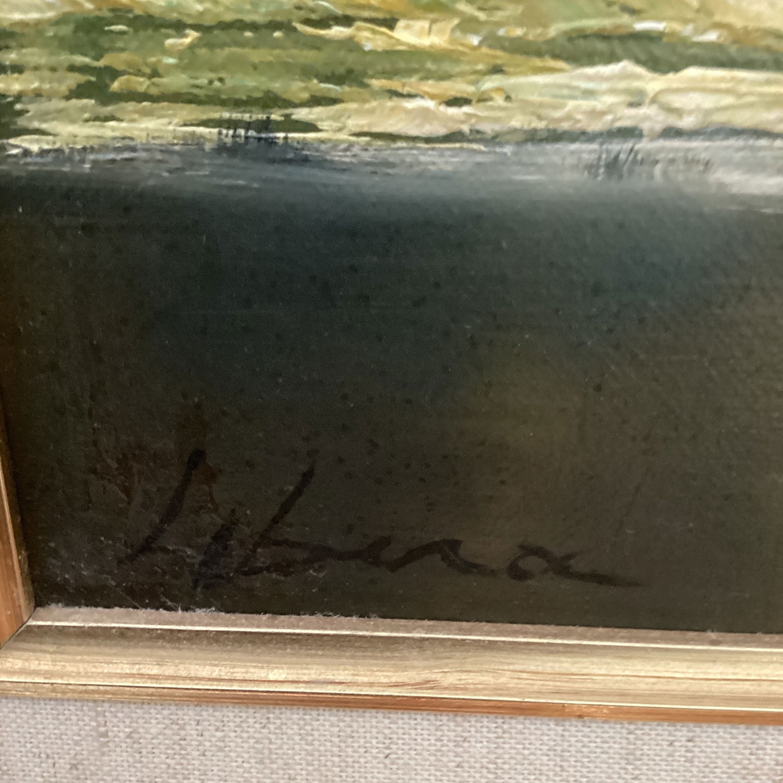 Original Painting of a Mountain Landscape with Lake and Evergreen Trees Signed Framed - 10