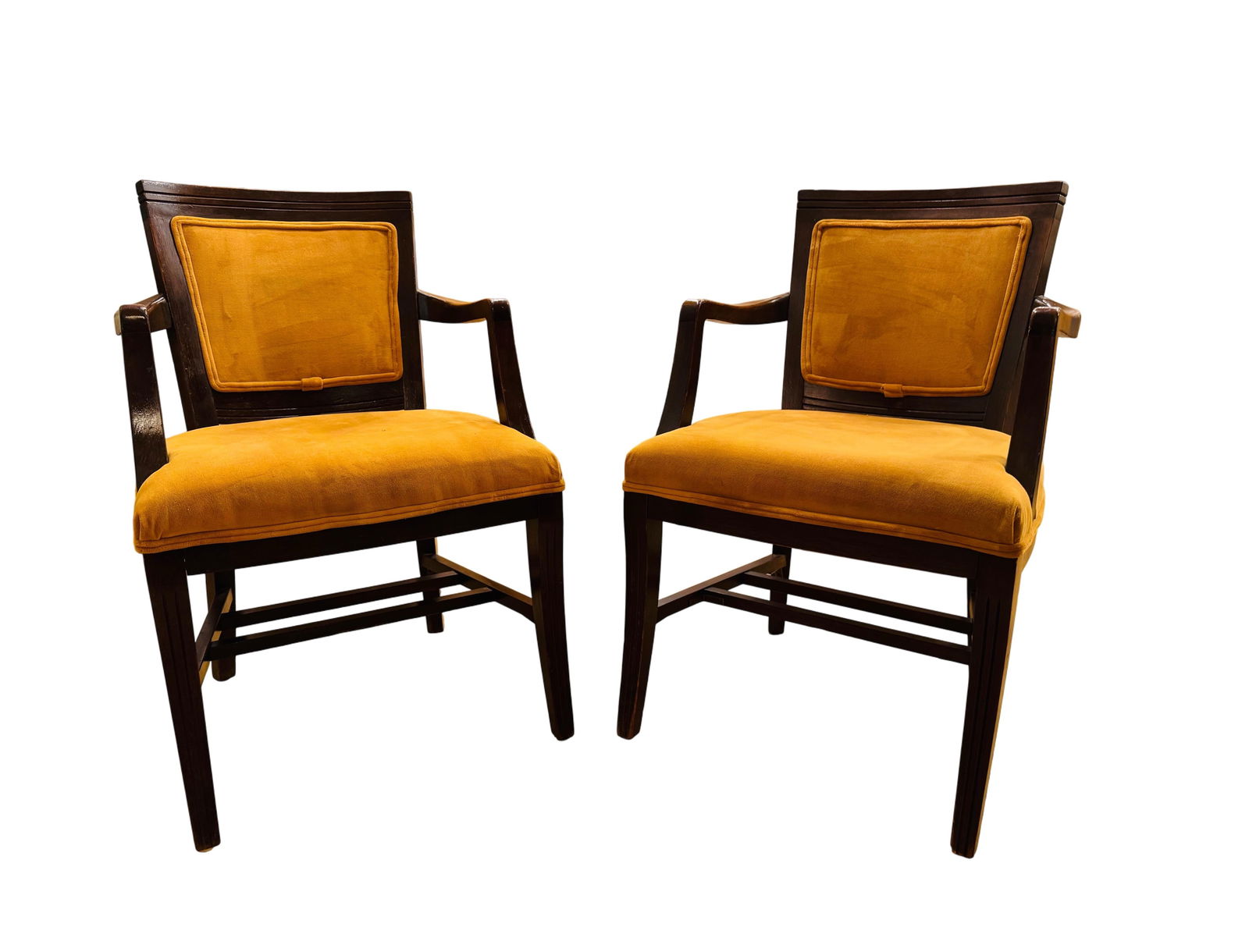 Mid 20th Century Mid-Century Modern Mahogany Upholstered Arm Chairs, a Pair - 2