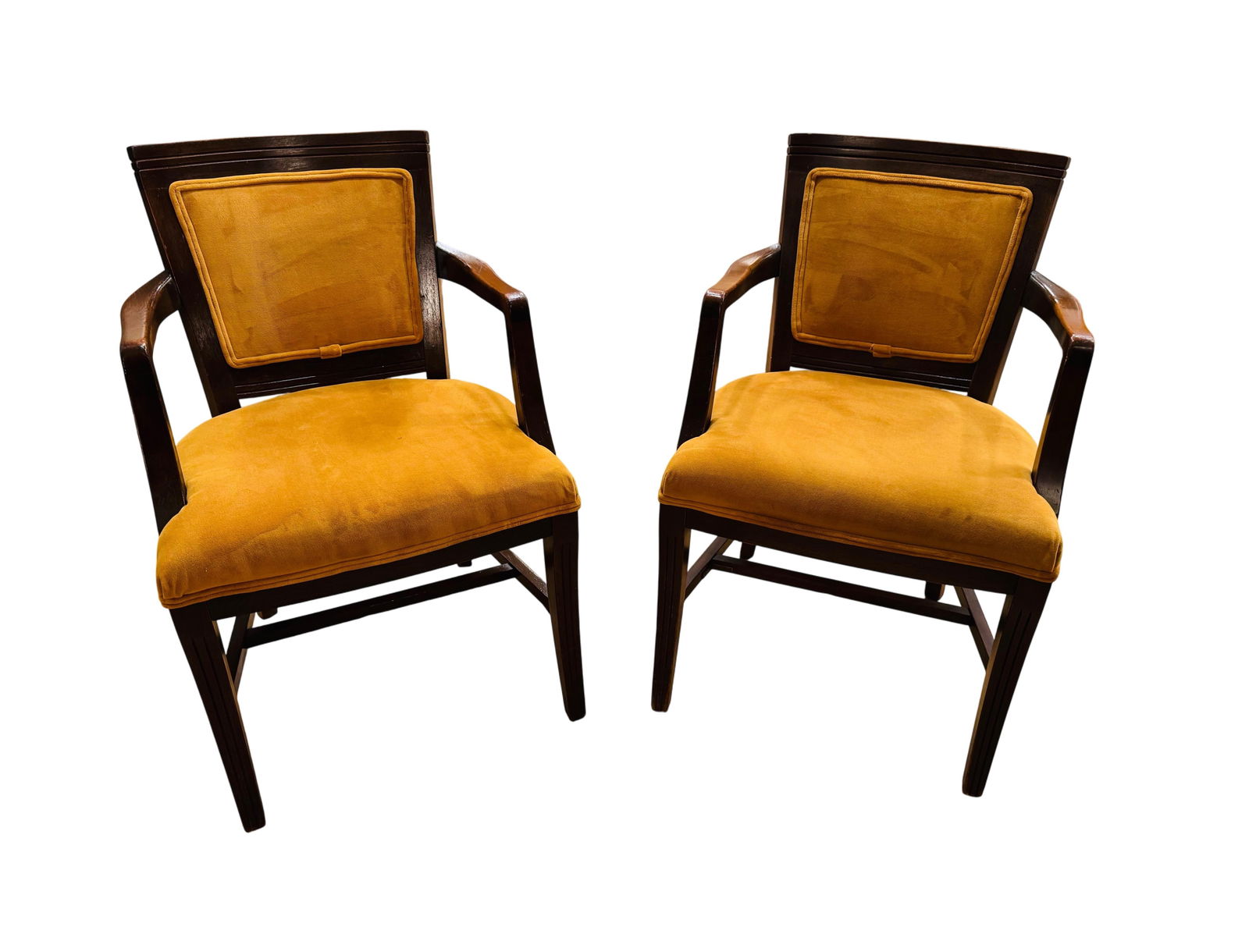 Mid 20th Century Mid-Century Modern Mahogany Upholstered Arm Chairs, a Pair - 3