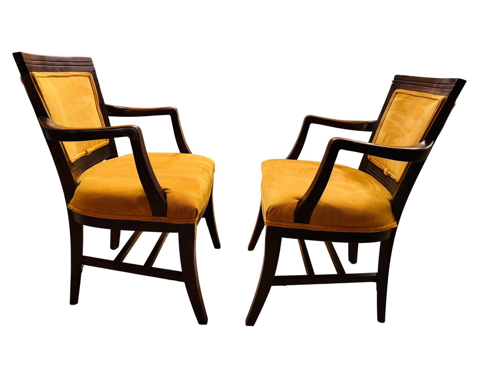 Mid 20th Century Mid-Century Modern Mahogany Upholstered Arm Chairs, a Pair - 4