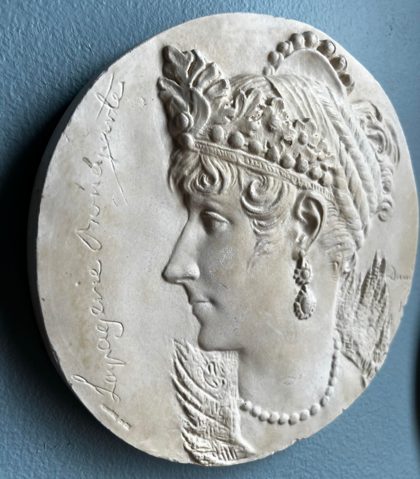 1950s Napoleon and Josephine Bonaparte Plaster Medallion Plaques - a Pair - 7