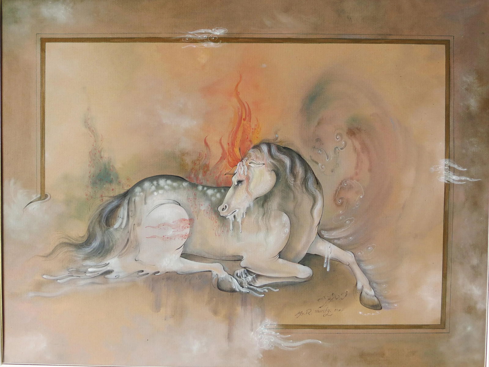 1990s Horse Painting by Mohammad Reza Sharify - 9