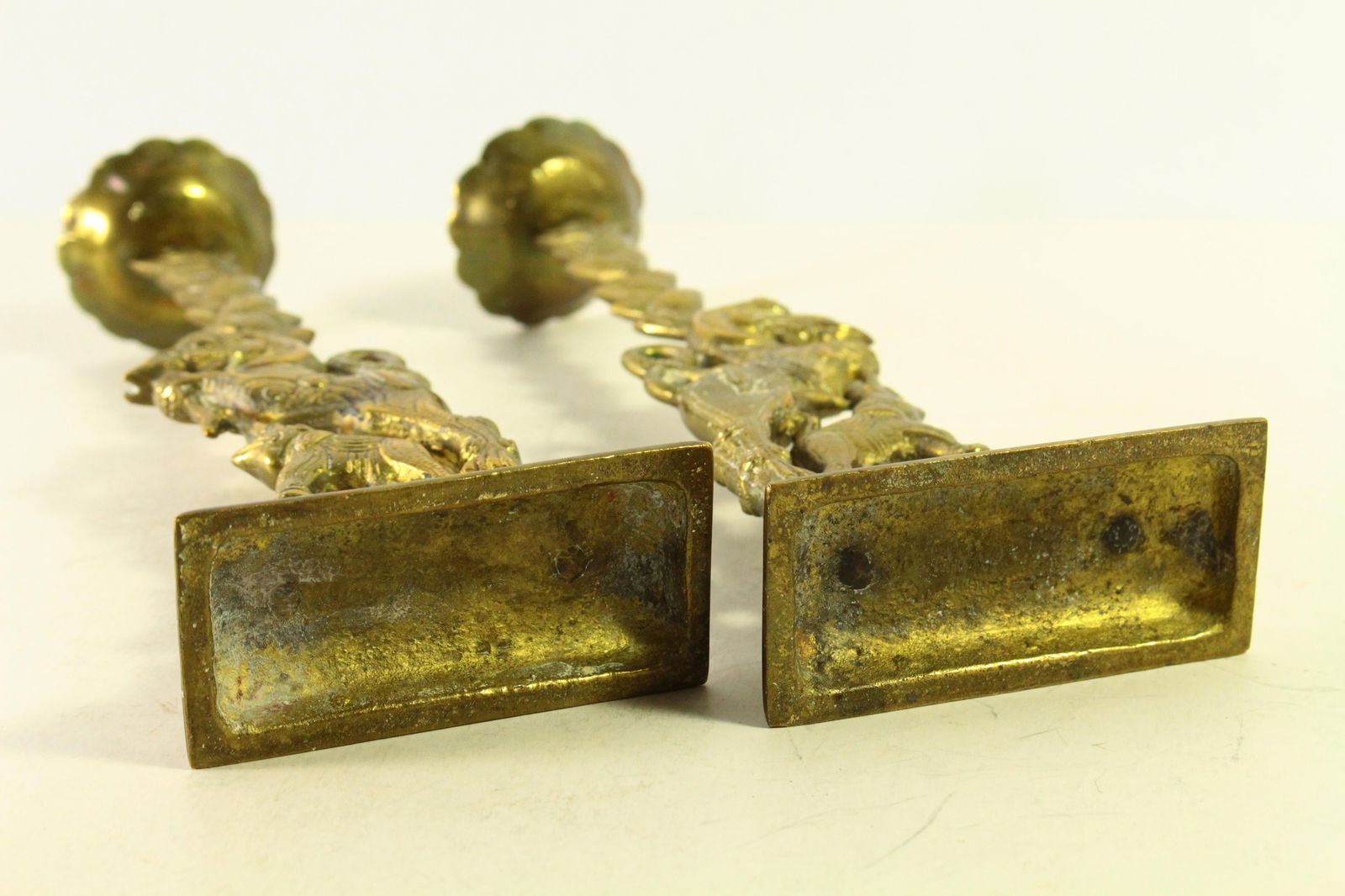 19th Century Pair Candleholders Prickets Lions Elephants Dutch Colonial Indonesia - 12