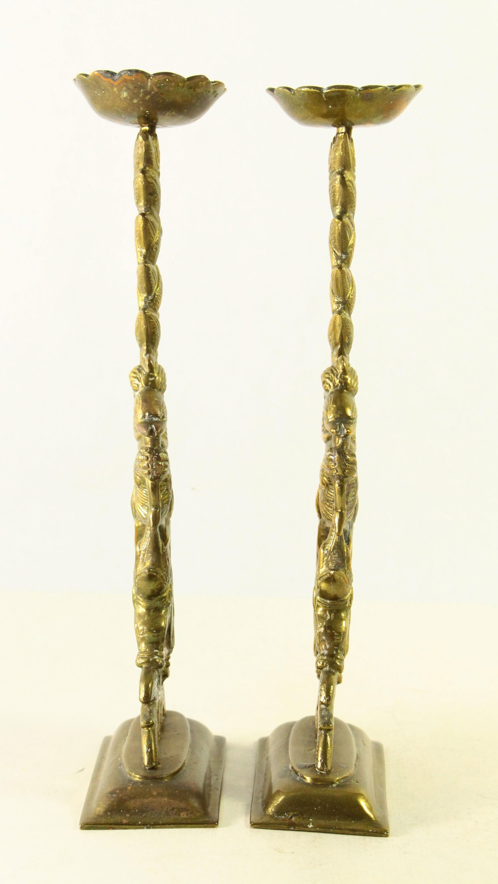 19th Century Pair Candleholders Prickets Lions Elephants Dutch Colonial Indonesia - 6