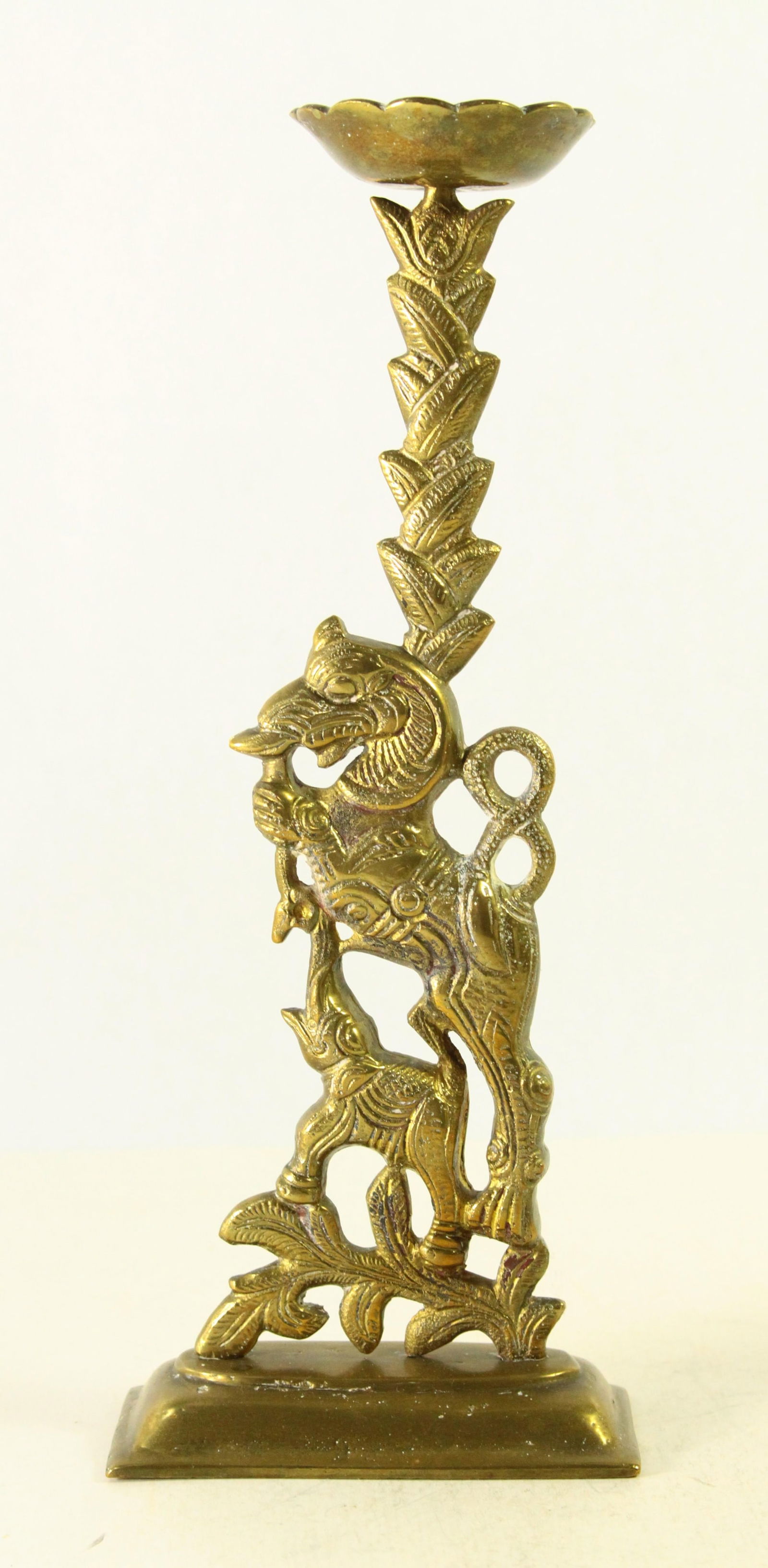 19th Century Pair Candleholders Prickets Lions Elephants Dutch Colonial Indonesia - 7