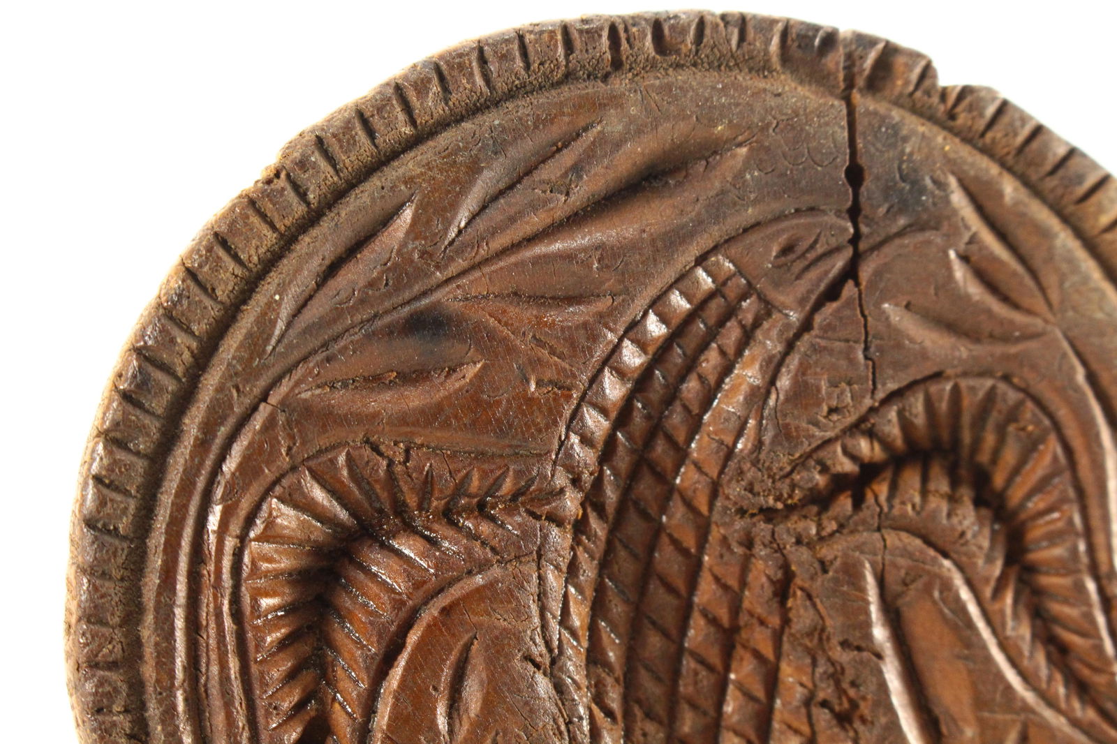 Mid 19th Century Pennsylvania Wooden Butter Mold Stamp With Carved Eagle & Laurel Branch - 11