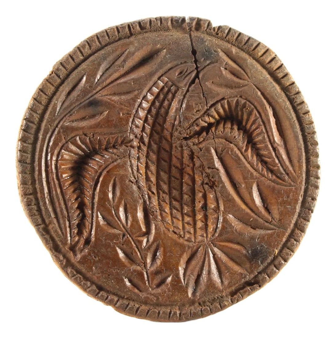 Mid 19th Century Pennsylvania Wooden Butter Mold Stamp With Carved Eagle & Laurel Branch (1 of 12)