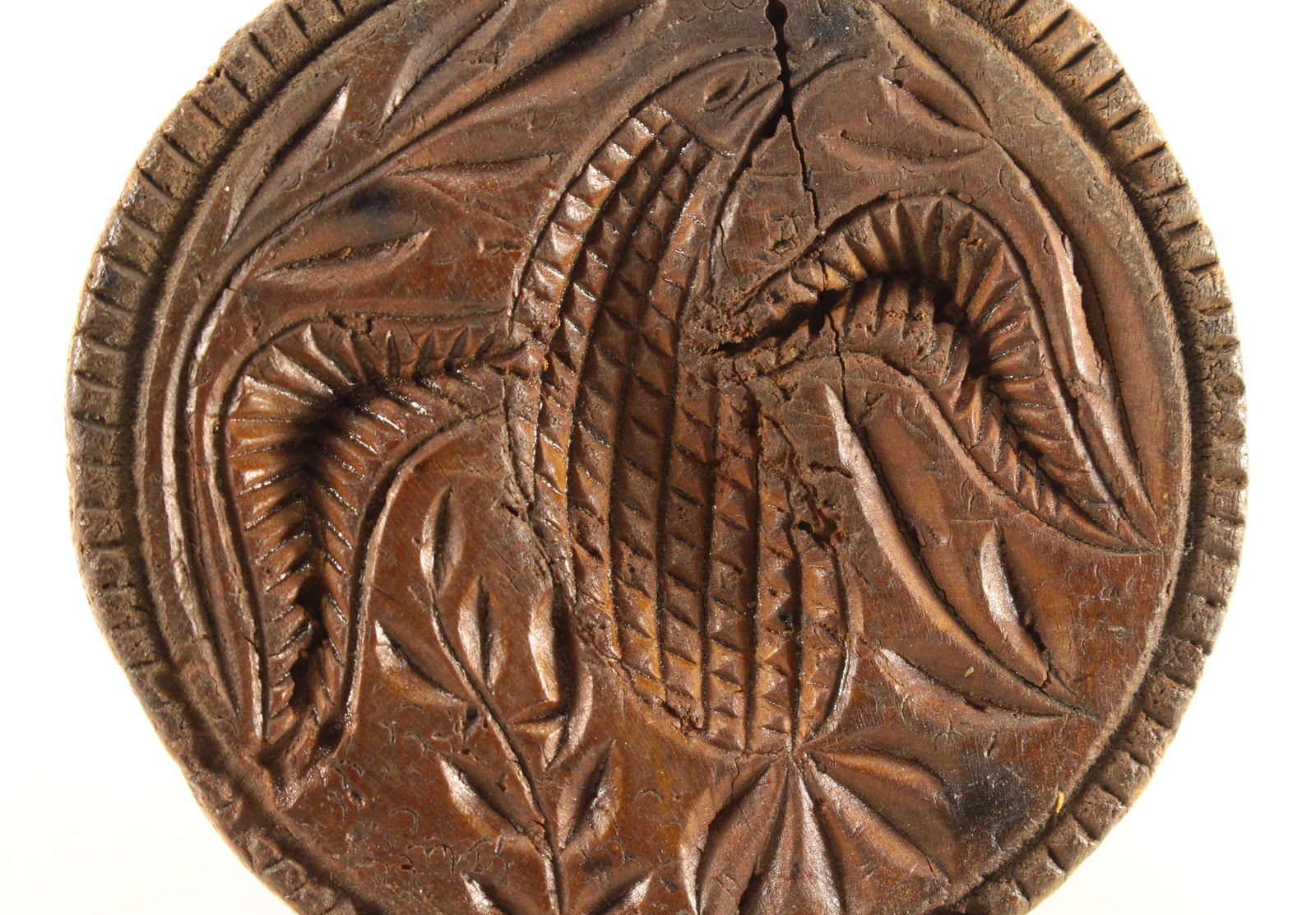 Mid 19th Century Pennsylvania Wooden Butter Mold Stamp With Carved Eagle & Laurel Branch - 6