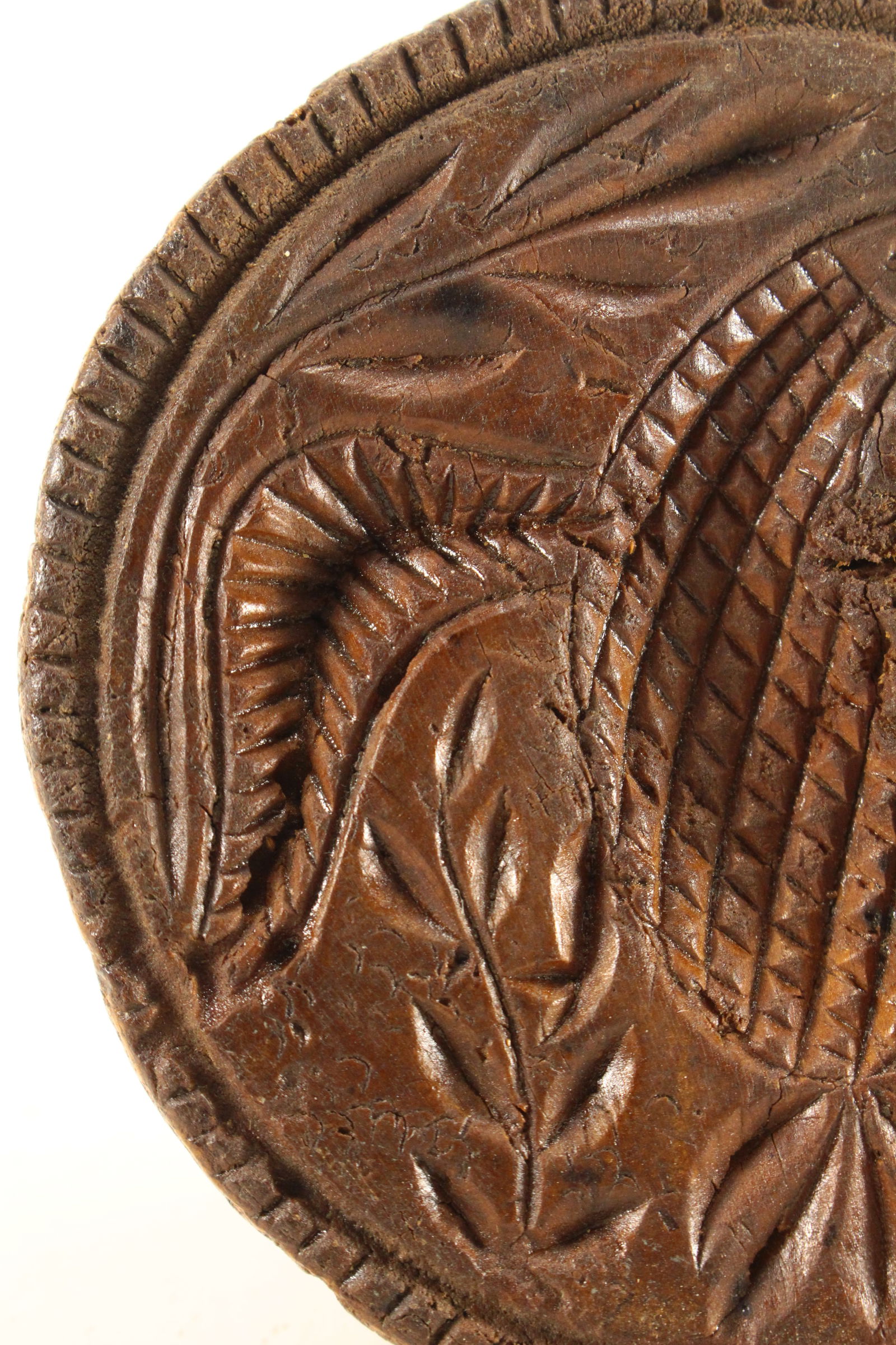 Mid 19th Century Pennsylvania Wooden Butter Mold Stamp With Carved Eagle & Laurel Branch - 9