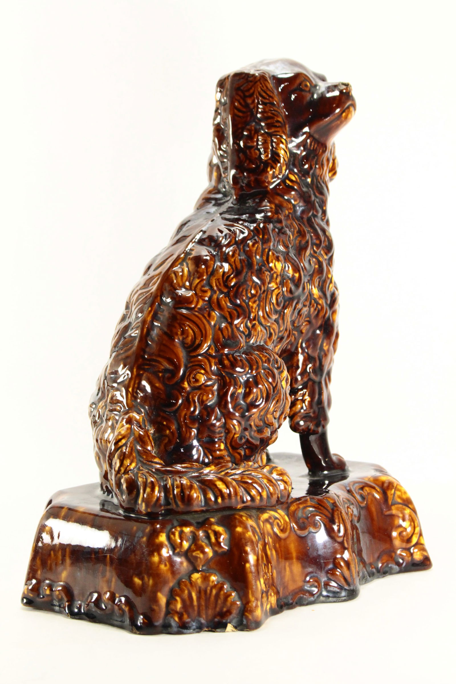 19th Century Rockingham Glaze Yellowware Dog King Charles Spaniel - 2