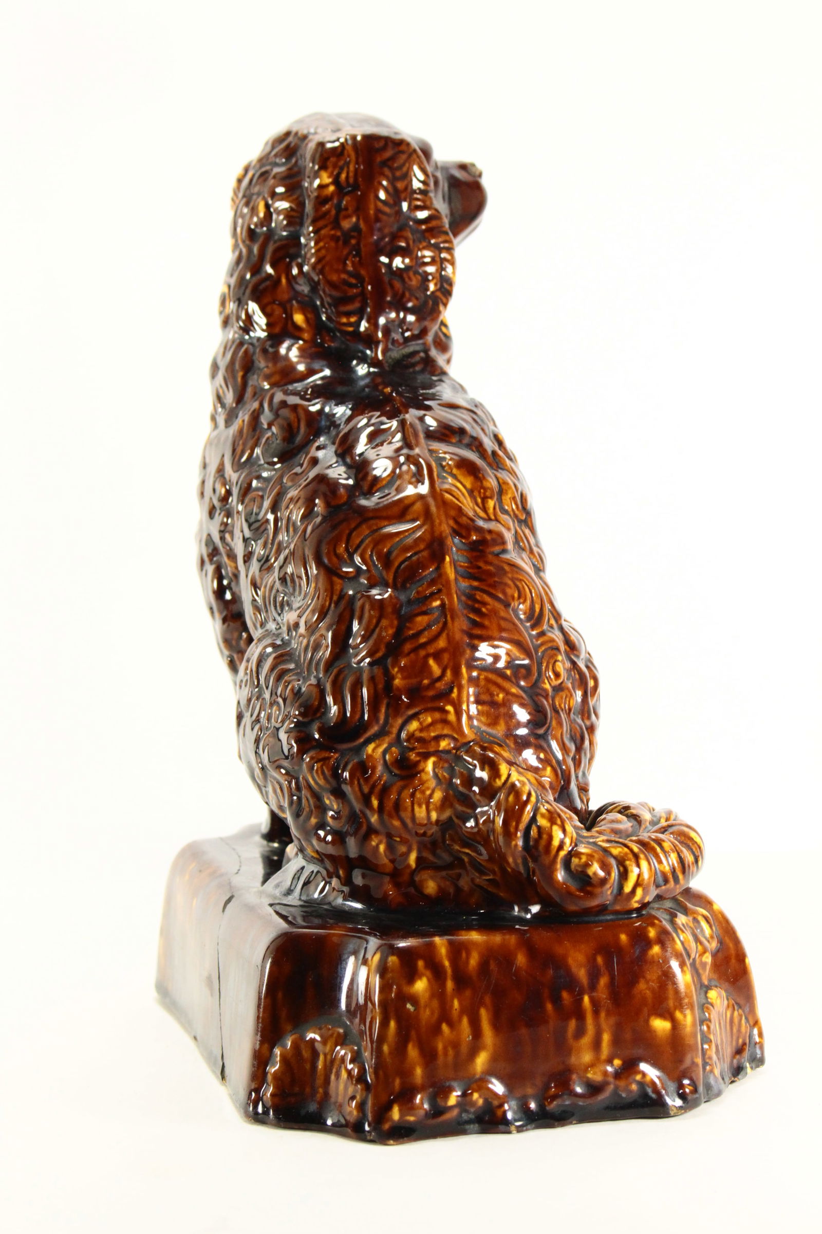 19th Century Rockingham Glaze Yellowware Dog King Charles Spaniel - 3