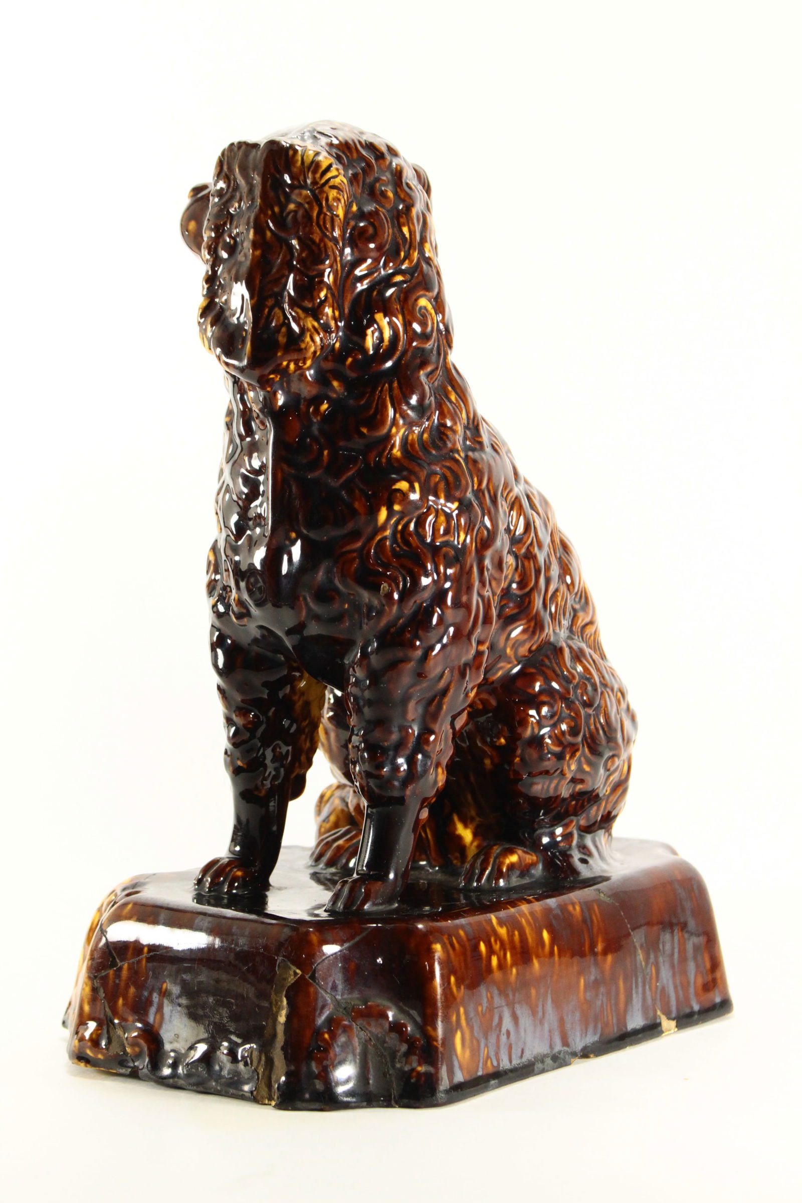 19th Century Rockingham Glaze Yellowware Dog King Charles Spaniel - 5