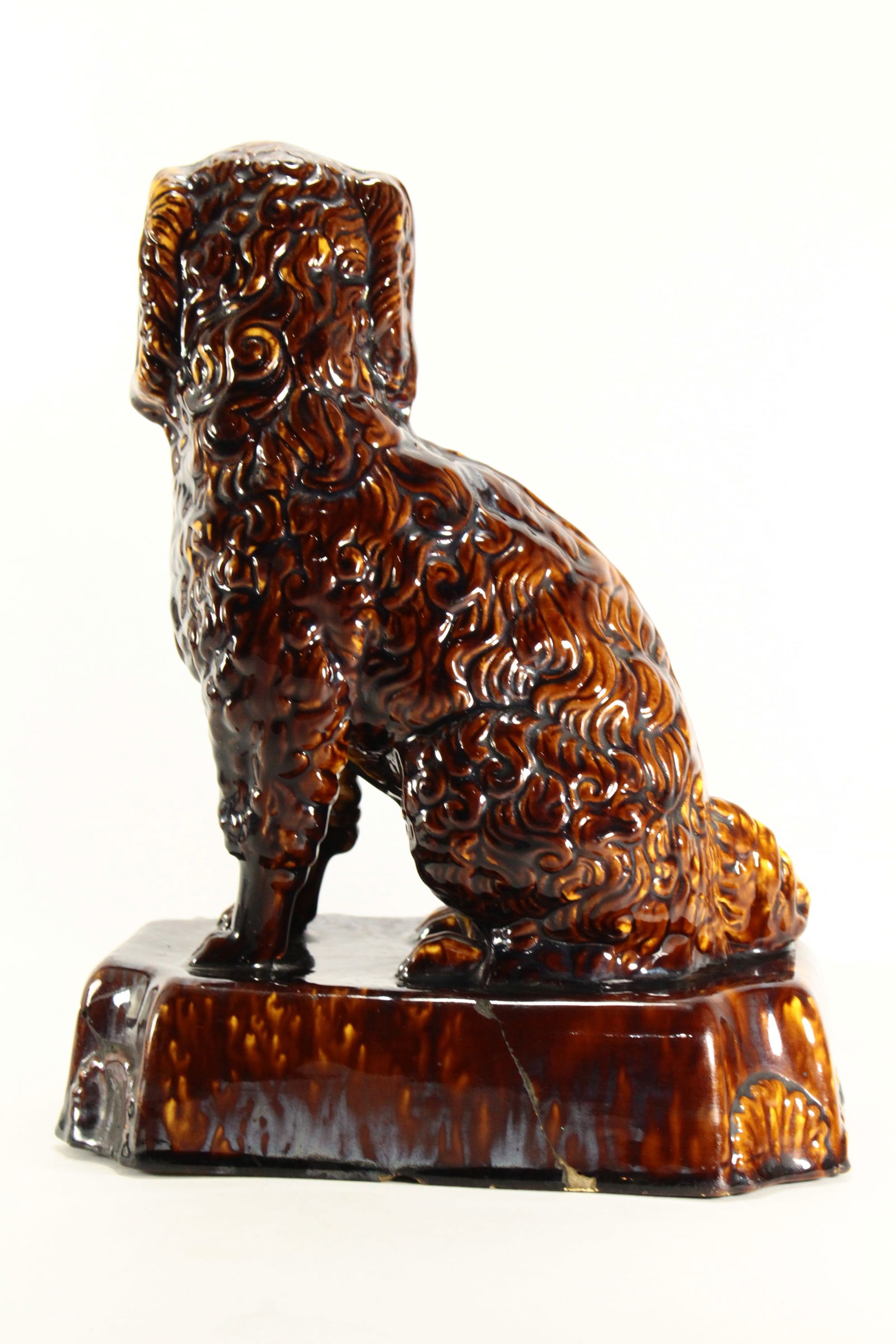 19th Century Rockingham Glaze Yellowware Dog King Charles Spaniel - 6