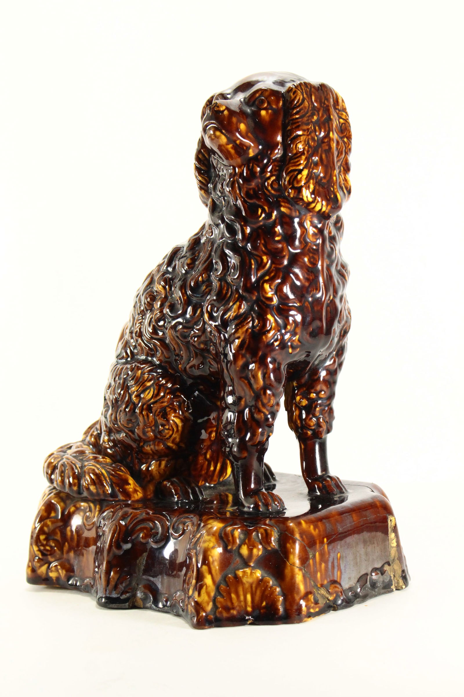 19th Century Rockingham Glaze Yellowware Dog King Charles Spaniel - 7