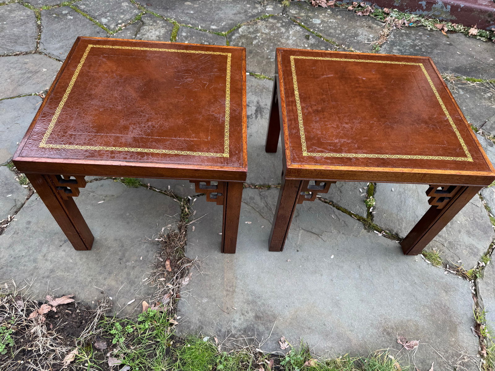 Mahogany Chinoiserie Side Tables With Gold Inlay, a Pair - 2
