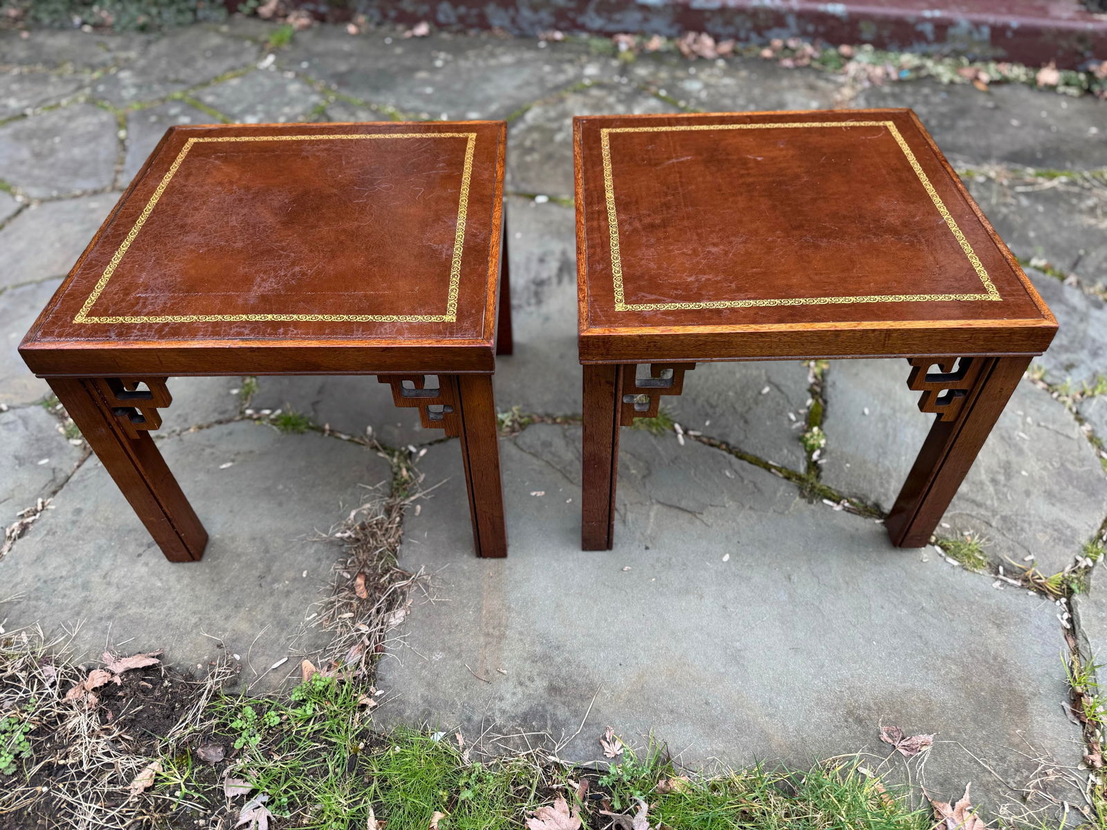Mahogany Chinoiserie Side Tables With Gold Inlay, a Pair - 5