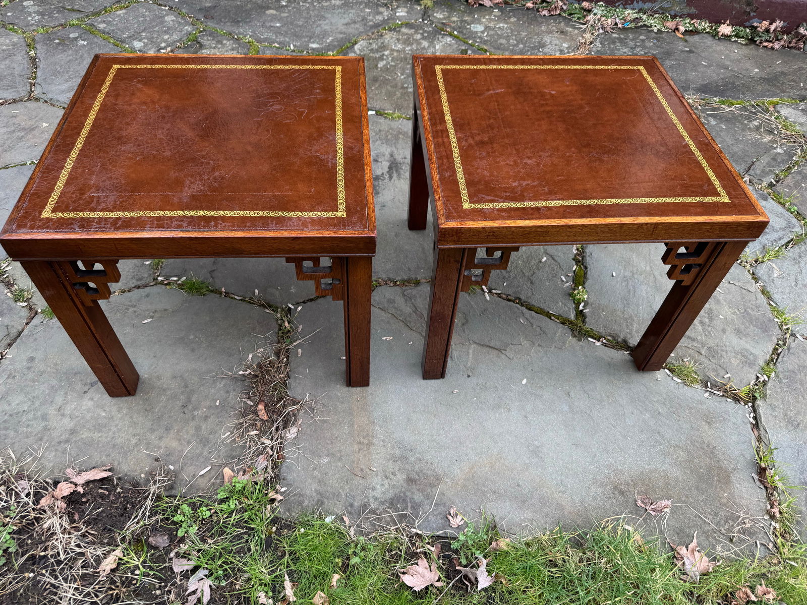 Mahogany Chinoiserie Side Tables With Gold Inlay, a Pair - 6